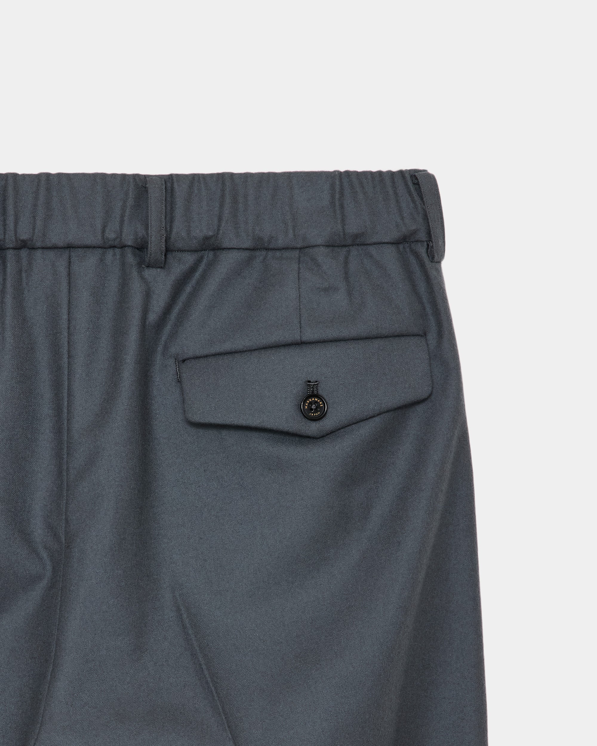 2/80 ORGANIC WOOL FLANNEL DOUBLE PLEATED WIDE TROUSERS, Forest Gray