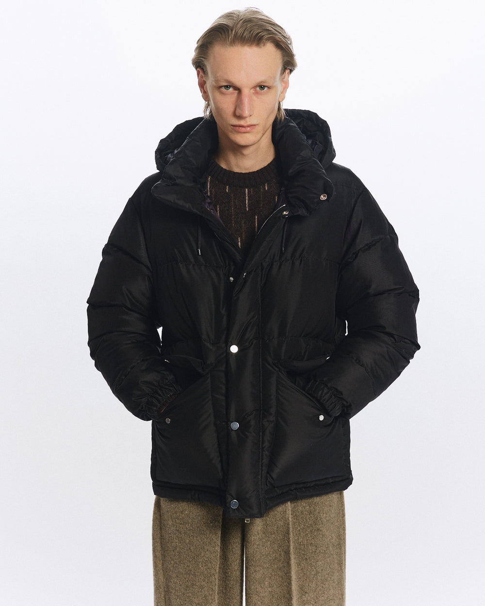 シルクタフタ / シルクダウンパーカー, Black