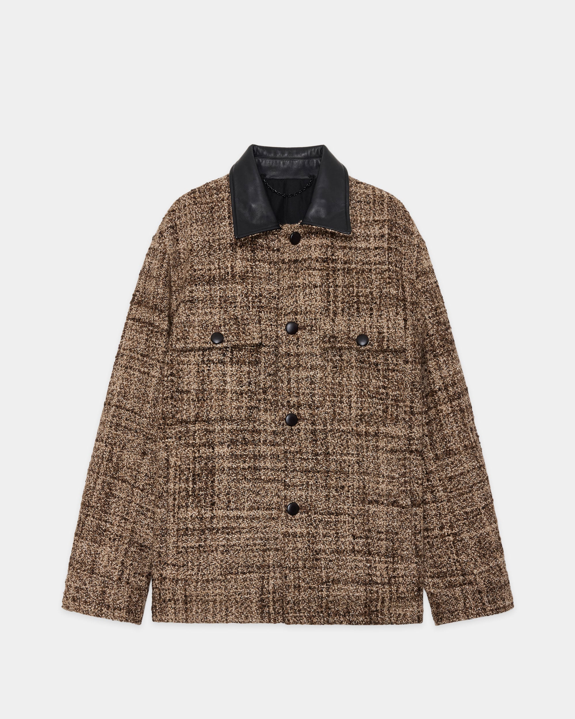 ALPACA SLUB TWEED NEW LOGGER JACKET, Natural Color Mix