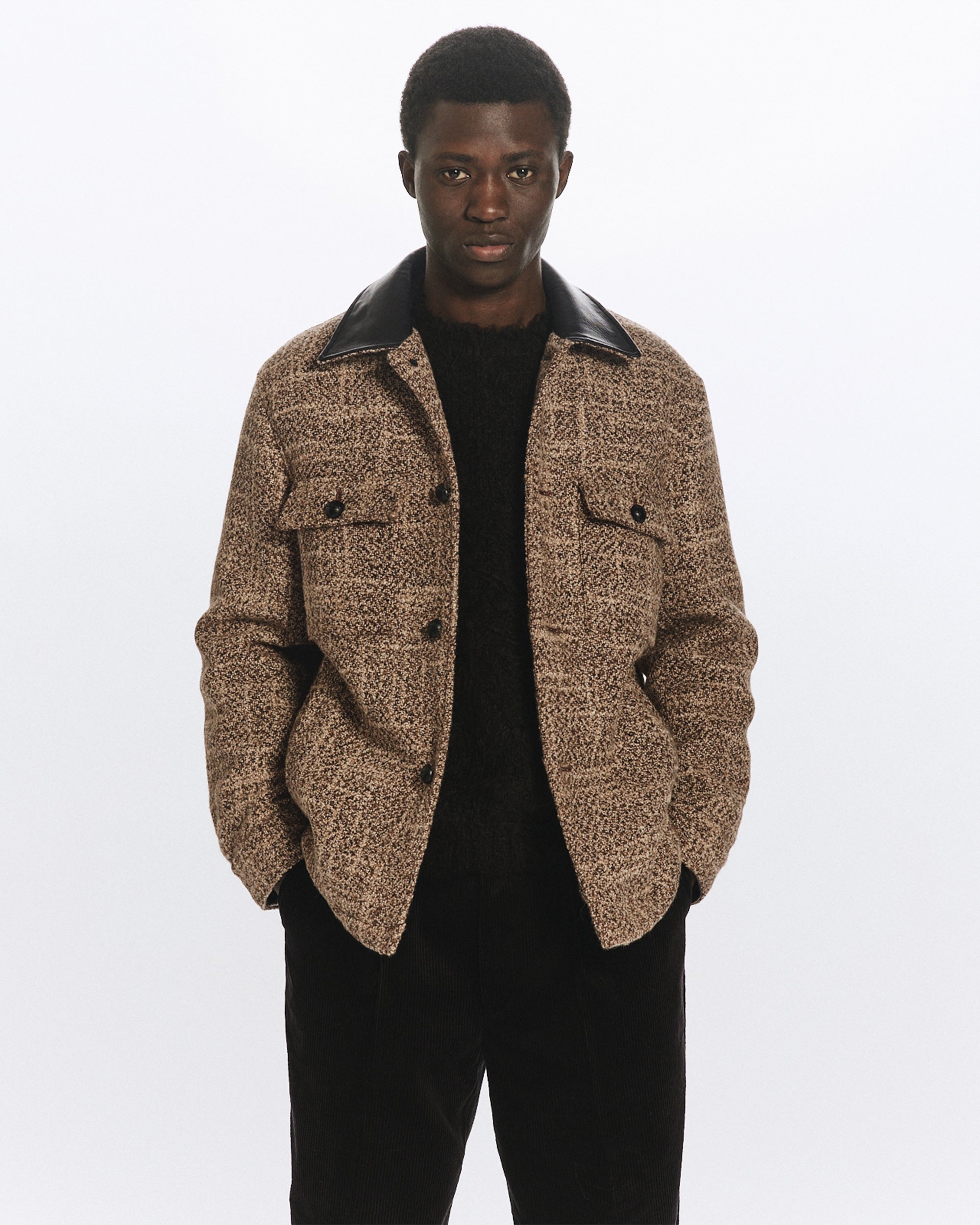 ALPACA SLUB TWEED NEW LOGGER JACKET, Natural Color Mix