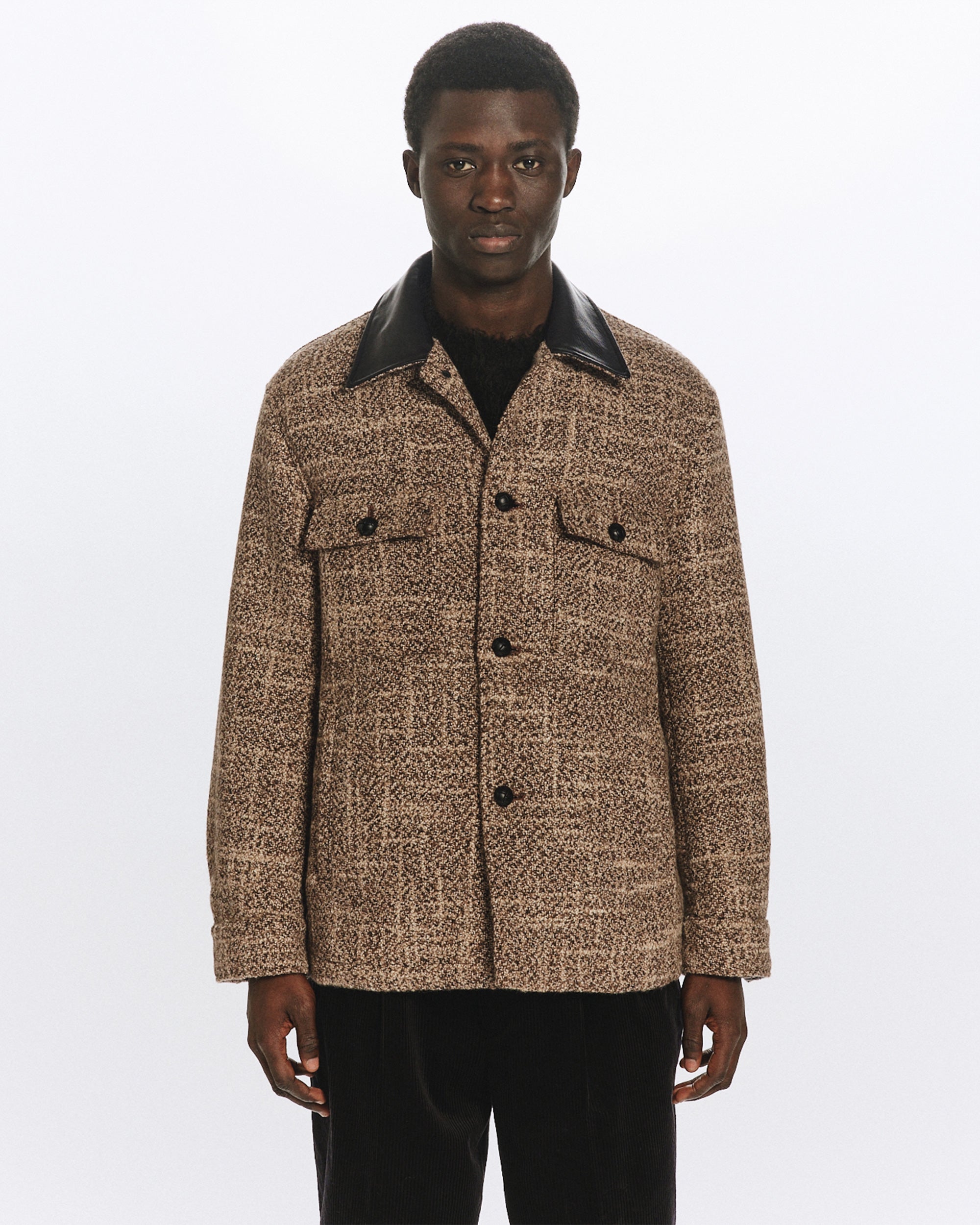 ALPACA SLUB TWEED NEW LOGGER JACKET, Natural Color Mix
