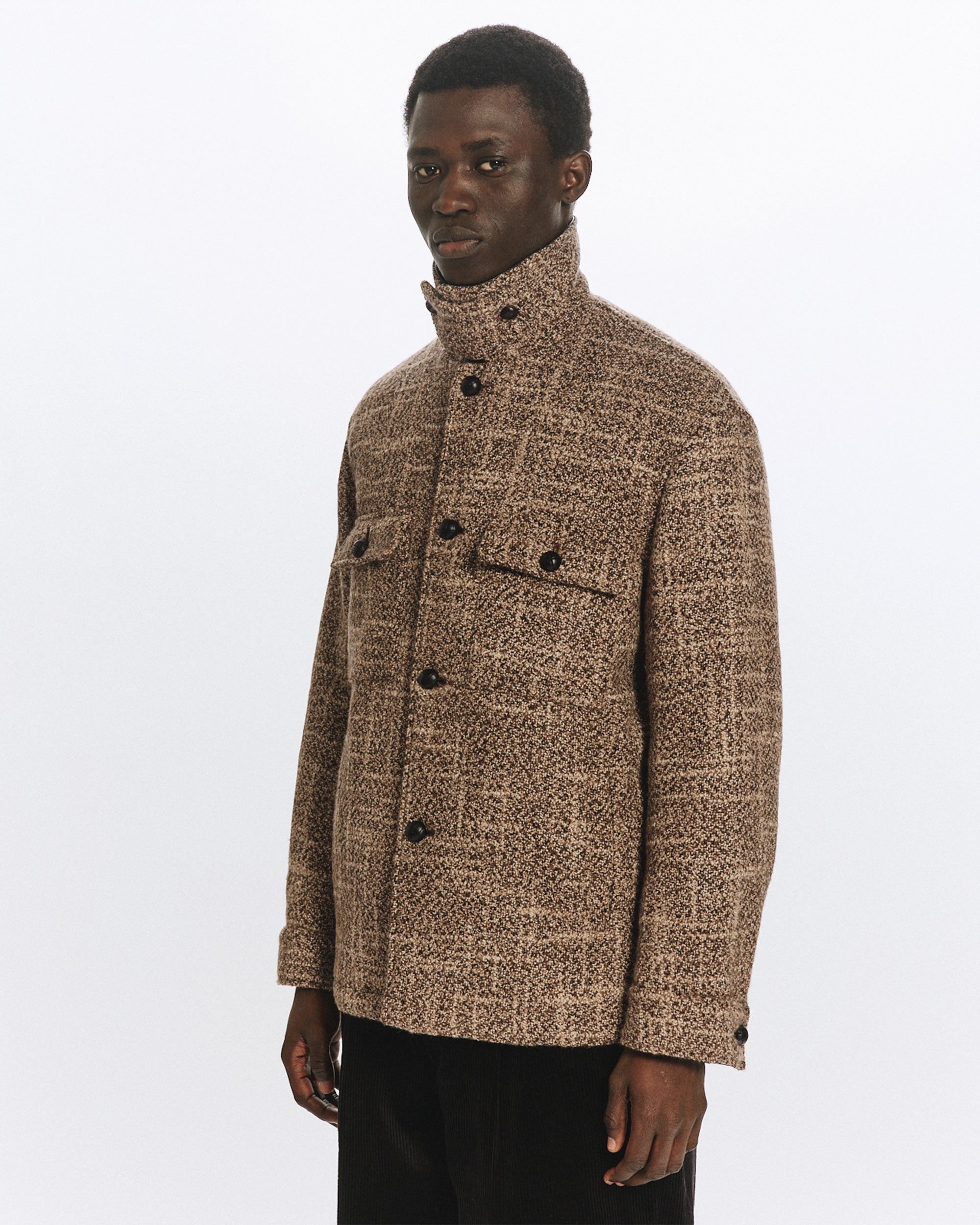 ALPACA SLUB TWEED NEW LOGGER JACKET, Natural Color Mix
