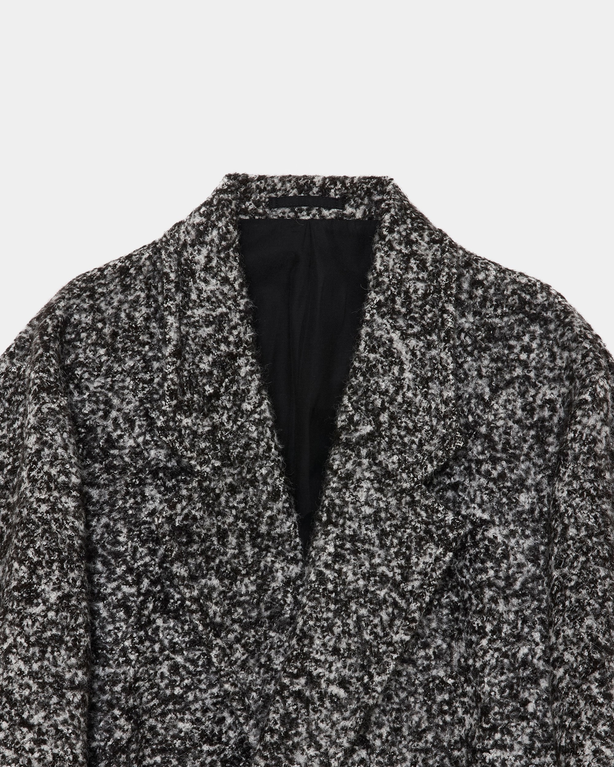アルパカループツイード / ダブルブレステッドオーバーコート, N Black × N White