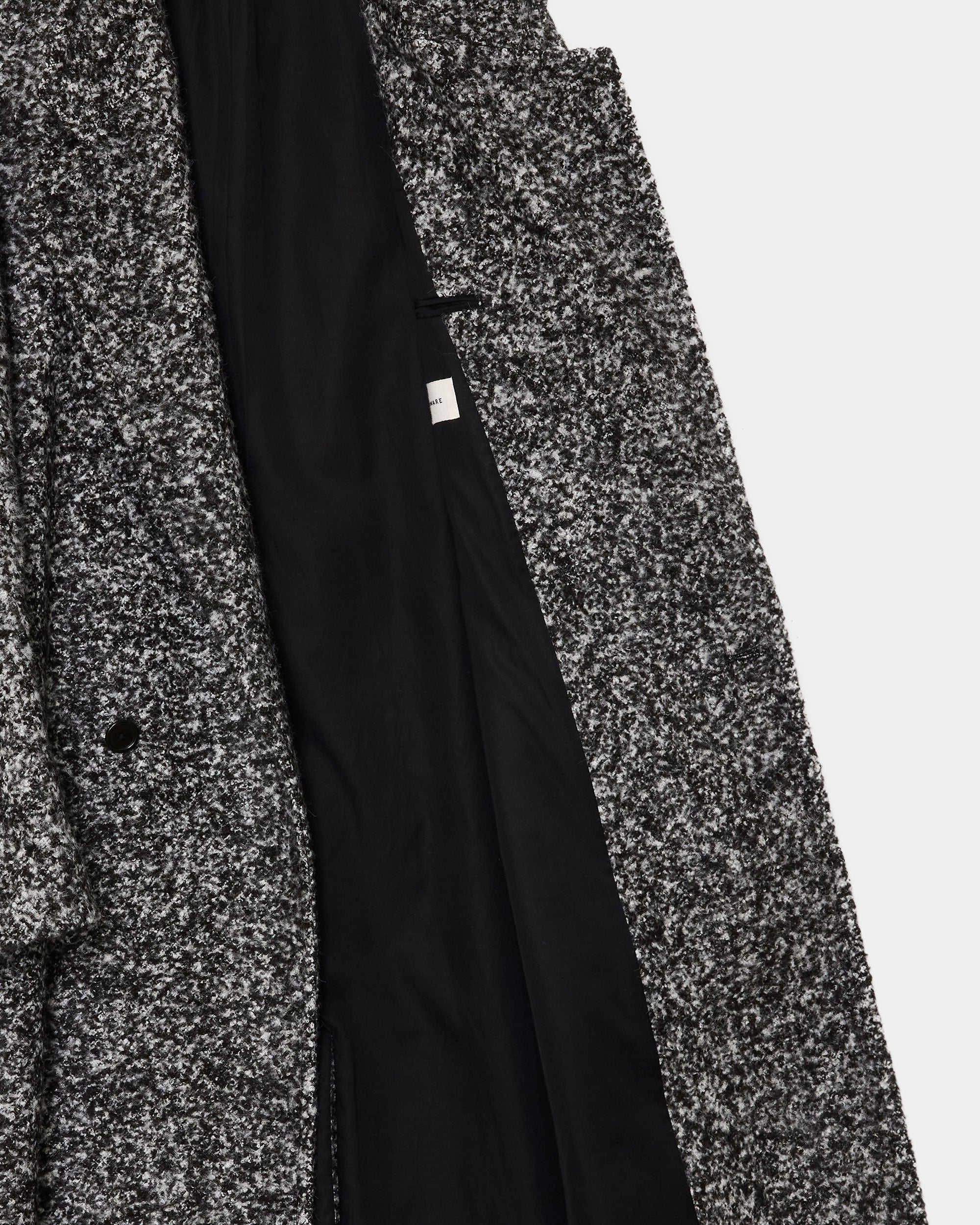 アルパカループツイード / ダブルブレステッドオーバーコート, N Black × N White