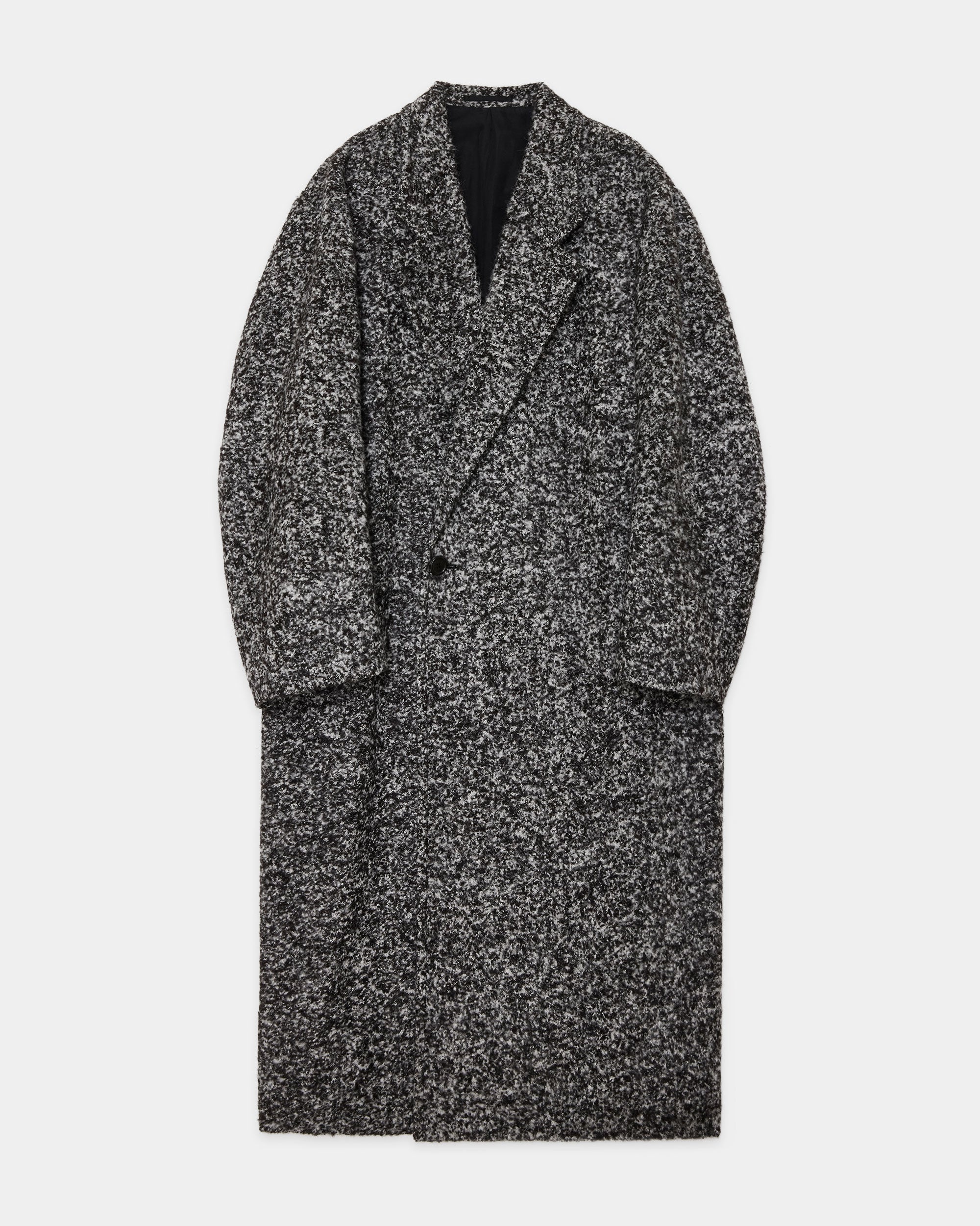アルパカループツイード / ダブルブレステッドオーバーコート, N Black × N White