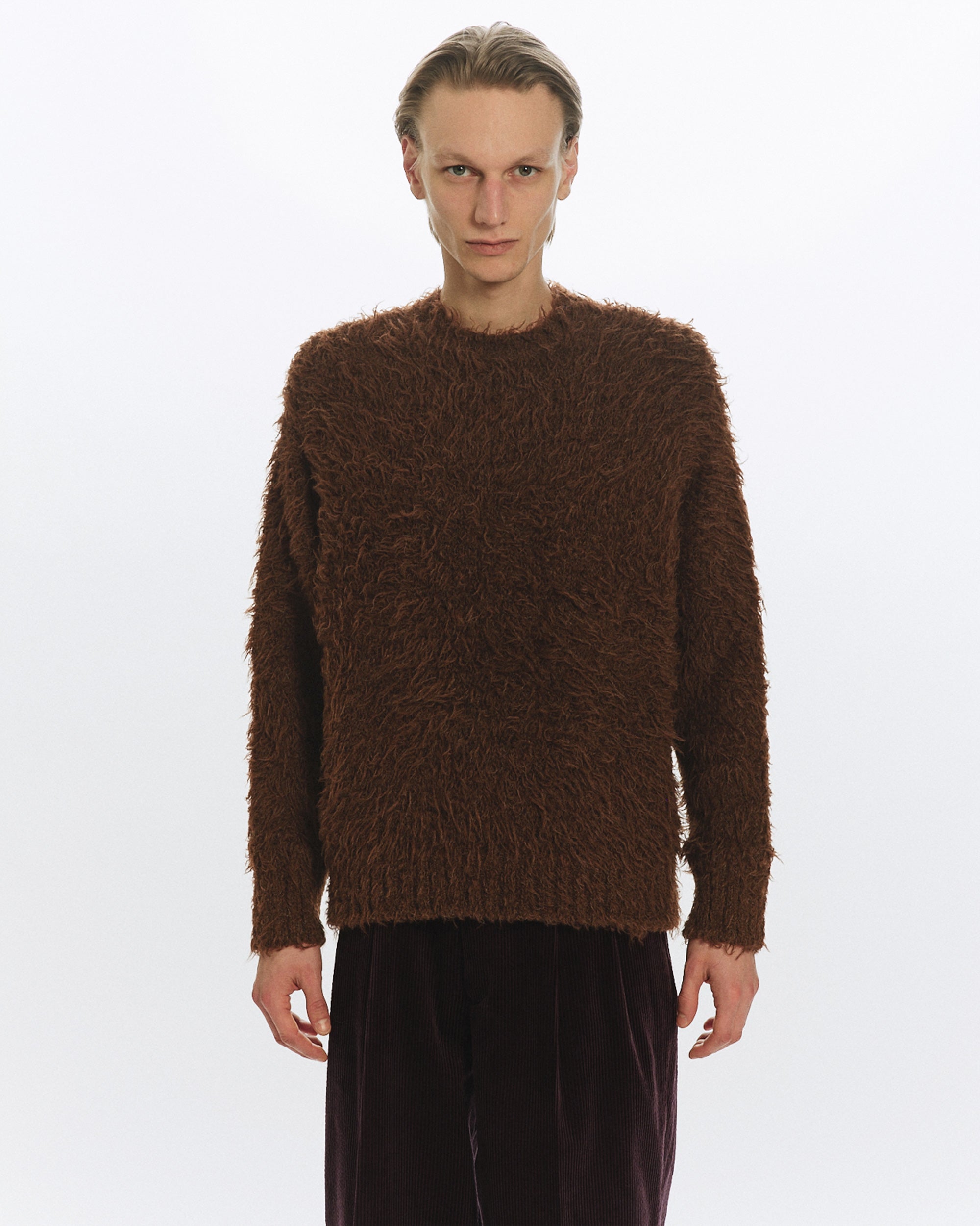 NATURAL COLOR ALPACA FUR ALPACA FUR JUMPER, Natural Brown