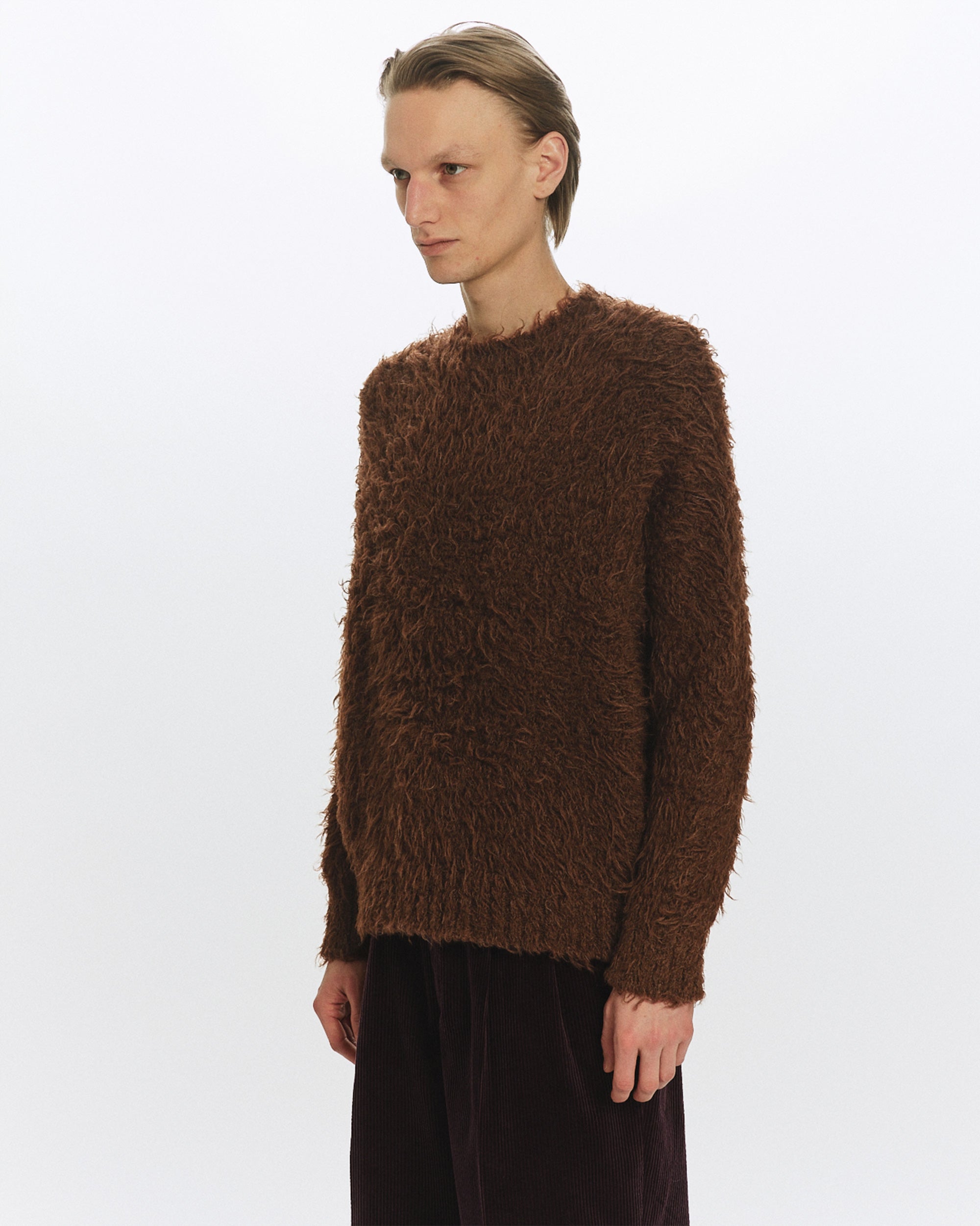 NATURAL COLOR ALPACA FUR ALPACA FUR JUMPER, Natural Brown
