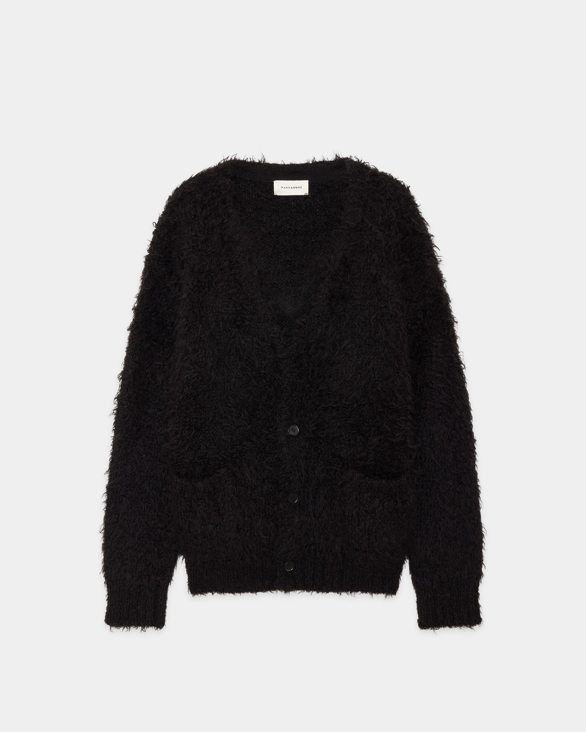 NATURAL COLOR ALPACA FUR ALPACA FUR CARDIGAN, Natural Black