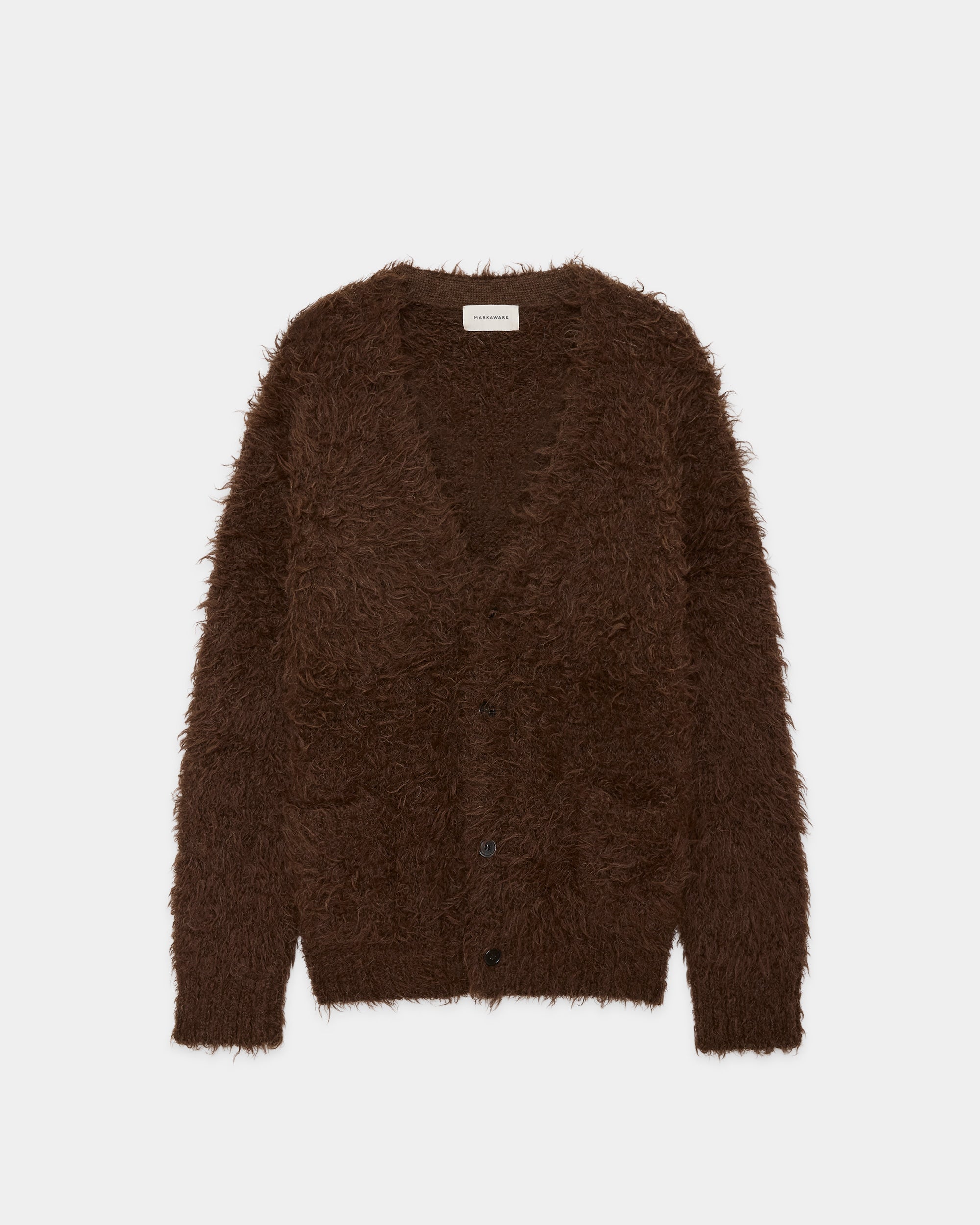 NATURAL COLOR ALPACA FUR ALPACA FUR CARDIGAN, Natural Brown