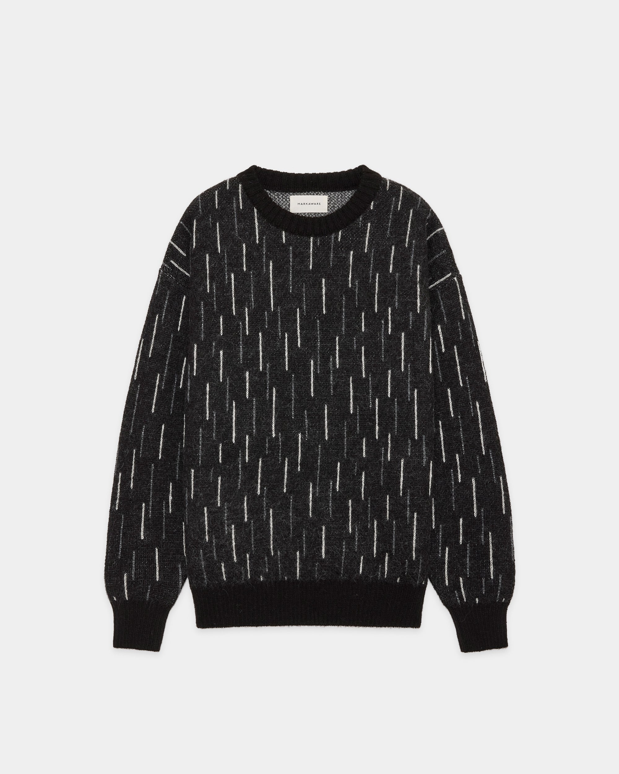 NATURAL COLOR ALPACA RAIN DROP PATTERN JUMPER, Natural Black Mix
