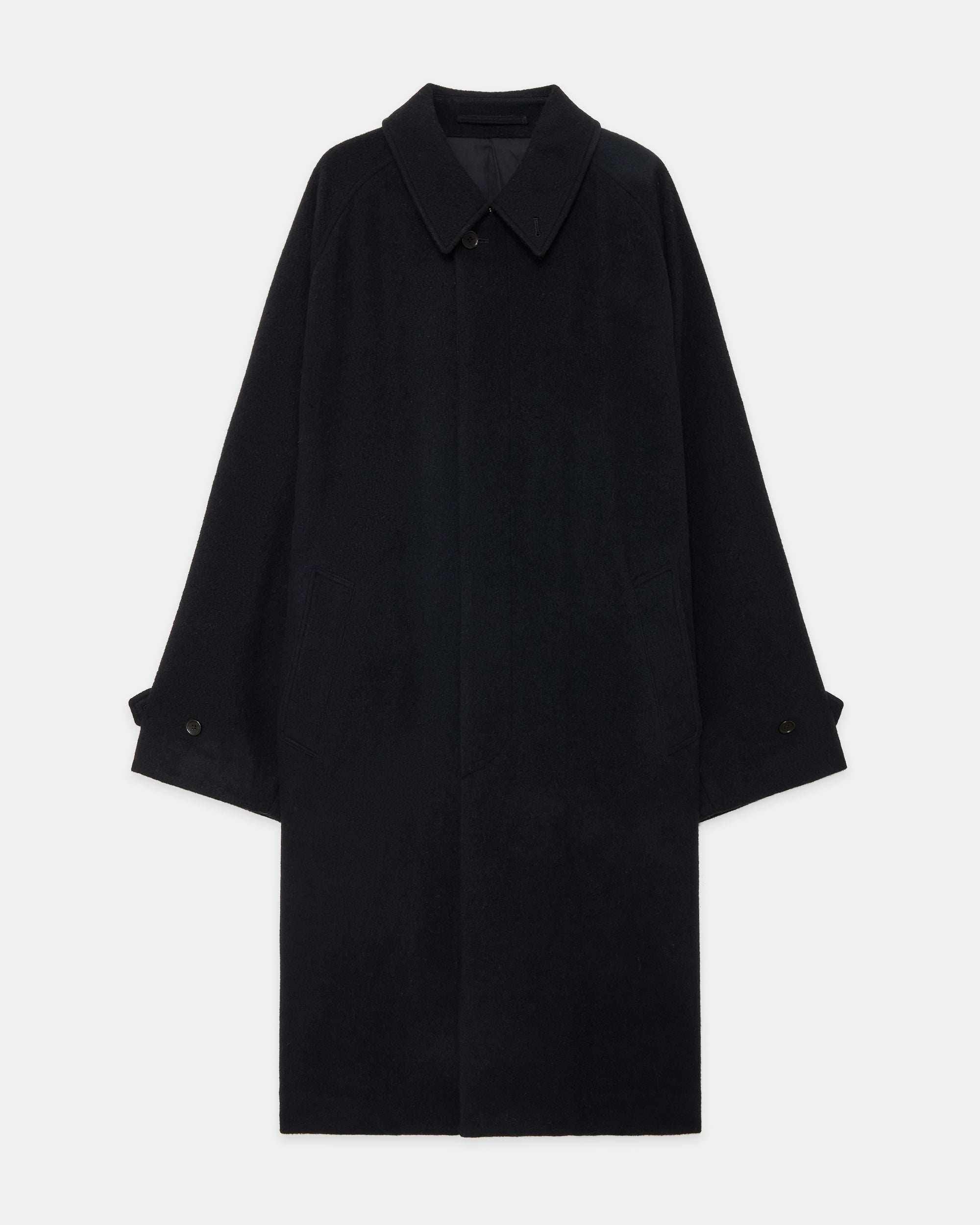 ウールカシミヤナッピングワッシャー /  ウォークアバウトコート, Black