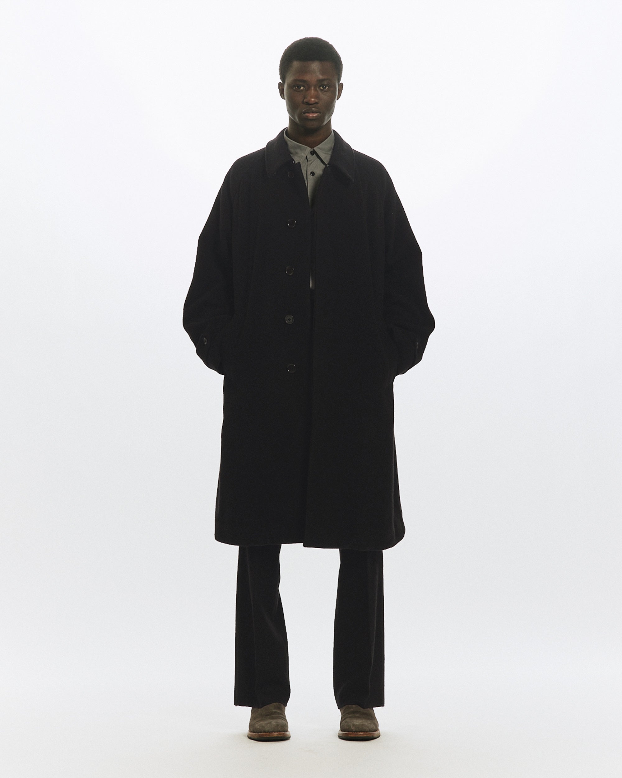 ウールカシミヤナッピングワッシャー /  ウォークアバウトコート, Black