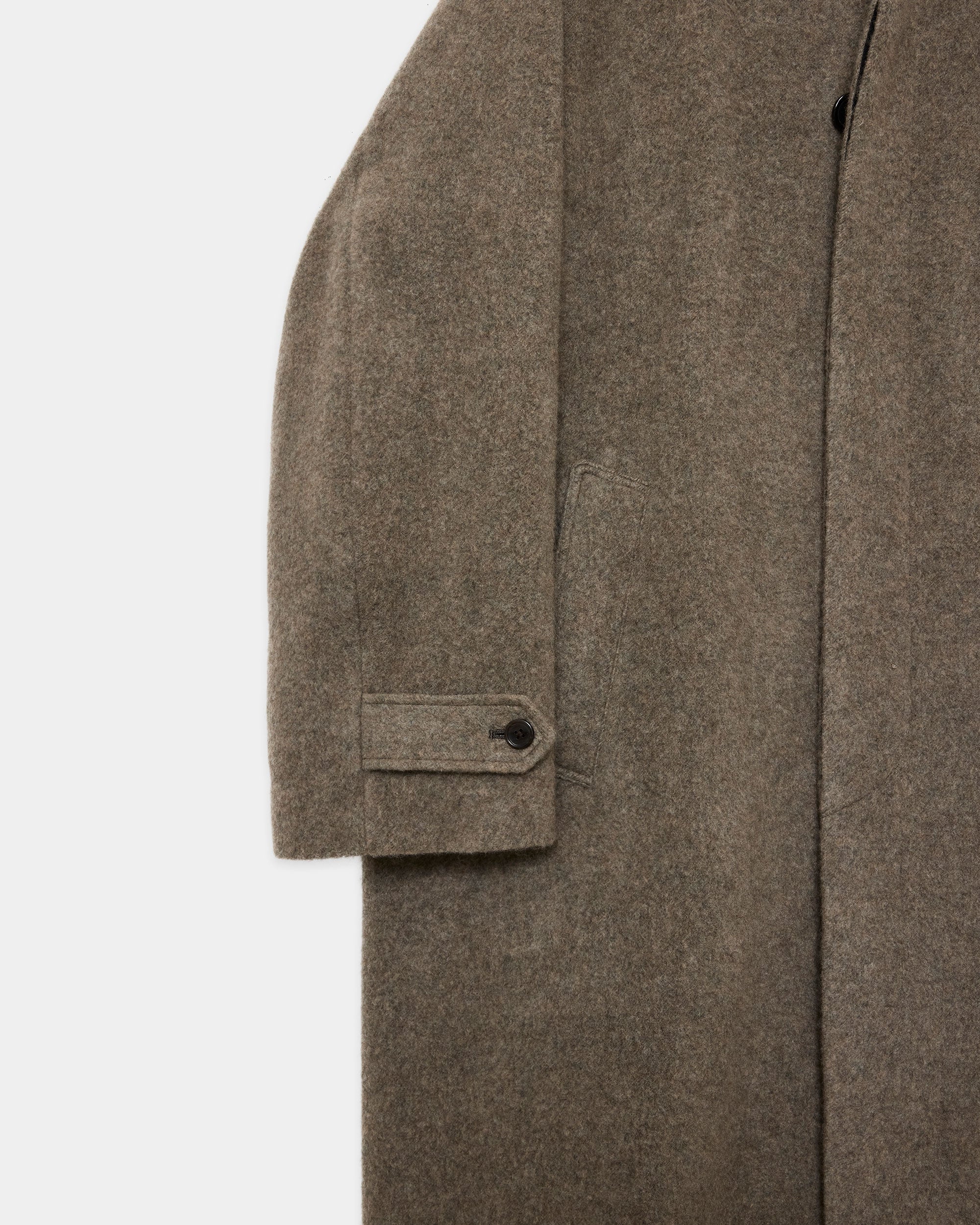 ウールカシミヤナッピングワッシャー /  ウォークアバウトコート, Green Beige