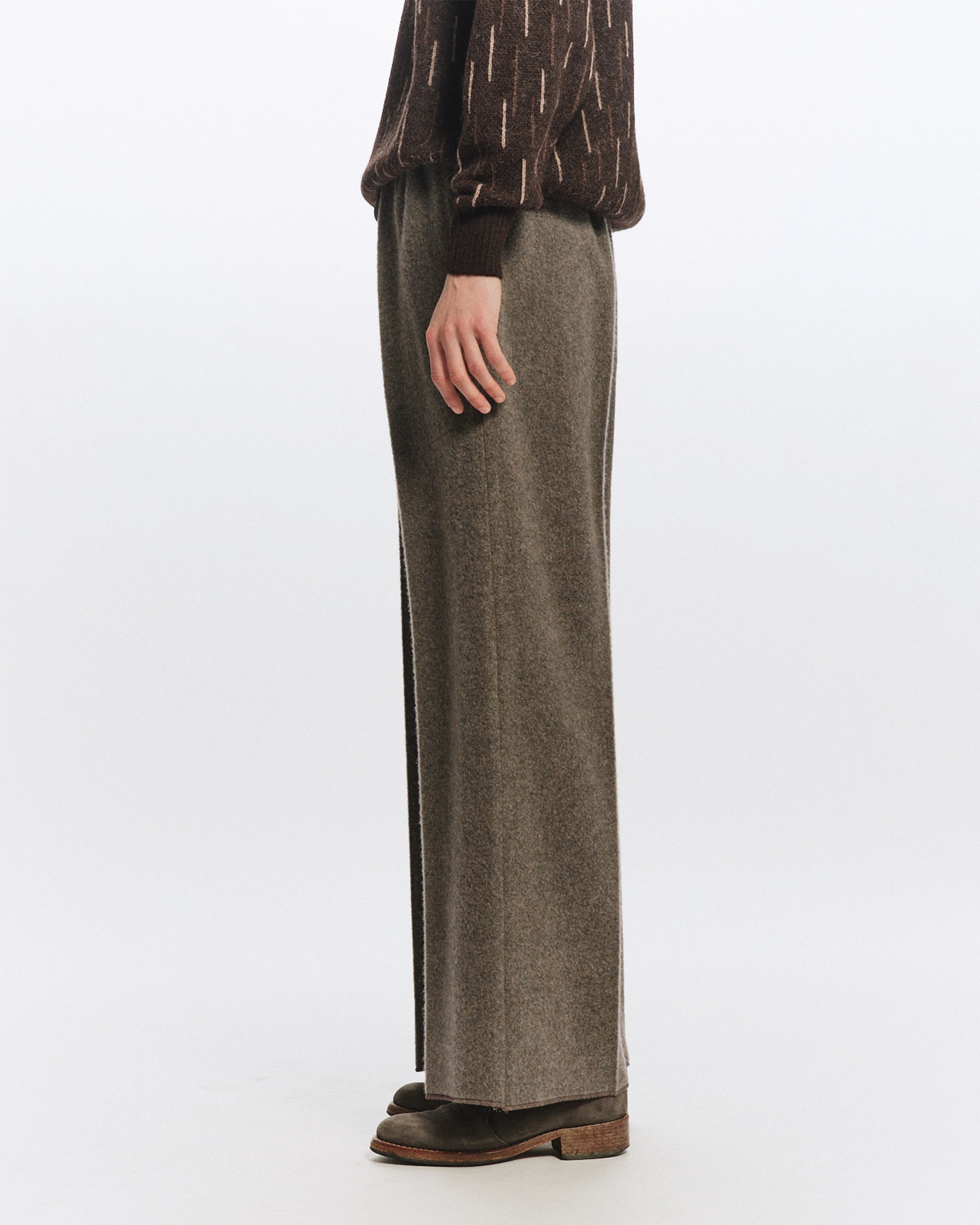 ウールカシミヤナッピングワッシャー /  パジャマパンツ, Green Beige