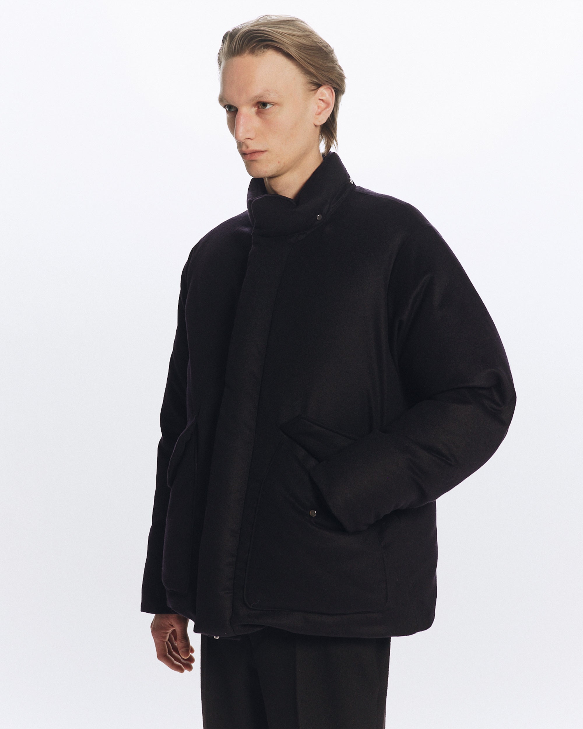 カシミヤフランネル / カシミヤダウンジャケット, D Navy