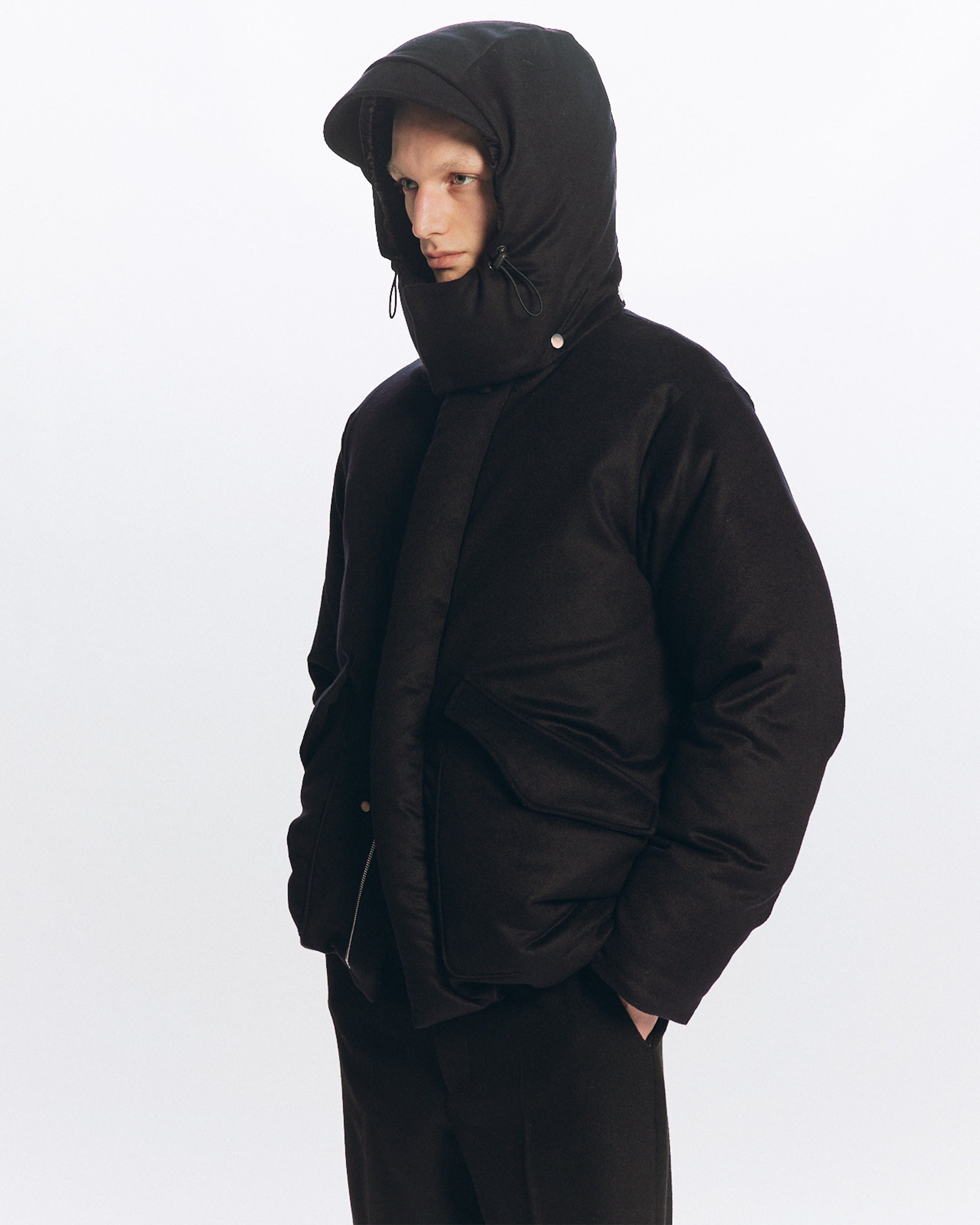 カシミヤフランネル / カシミヤダウンジャケット, D Navy