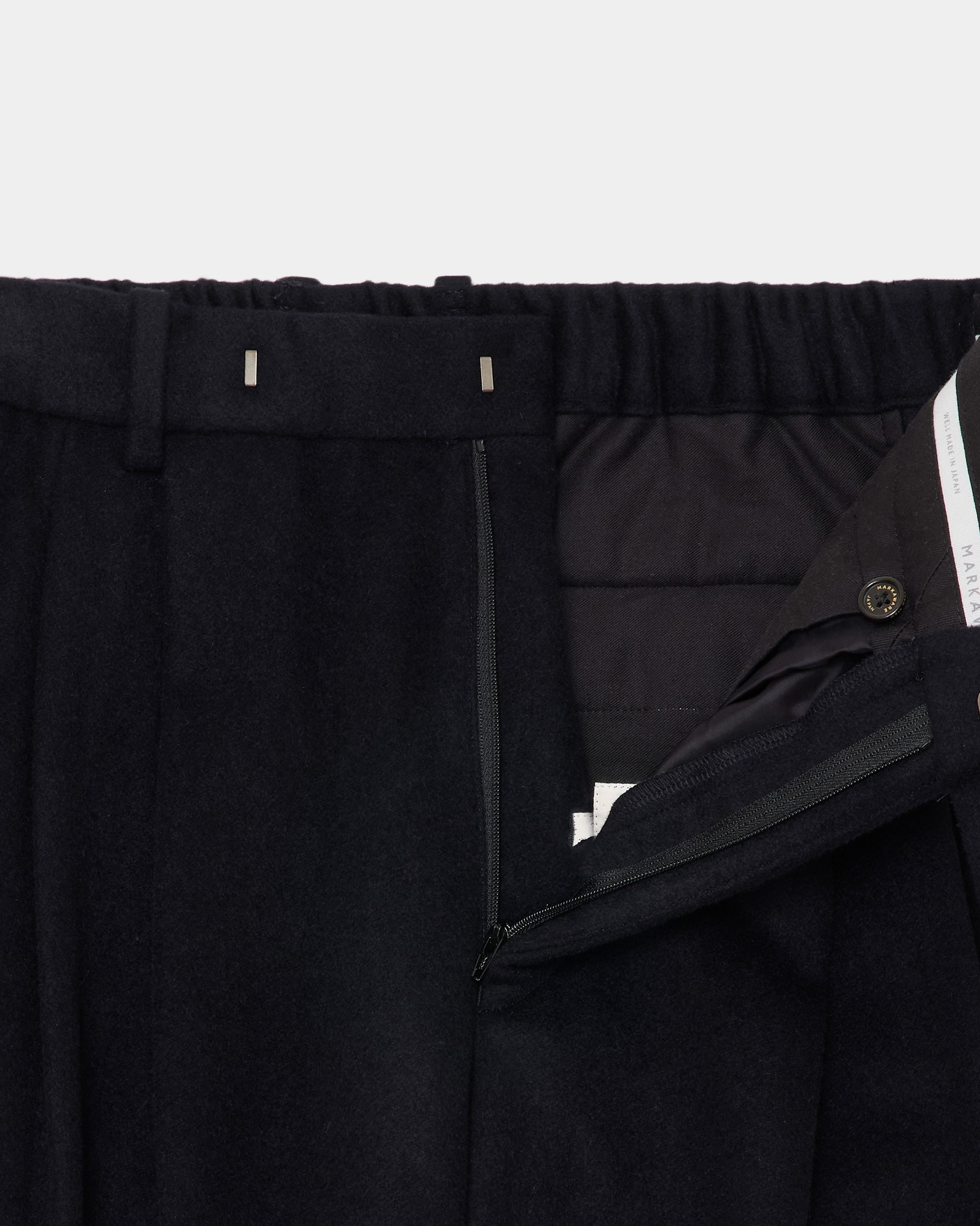 カシミヤフランネル / ダブルプリーテッドワイドトラウザーズ, D Navy