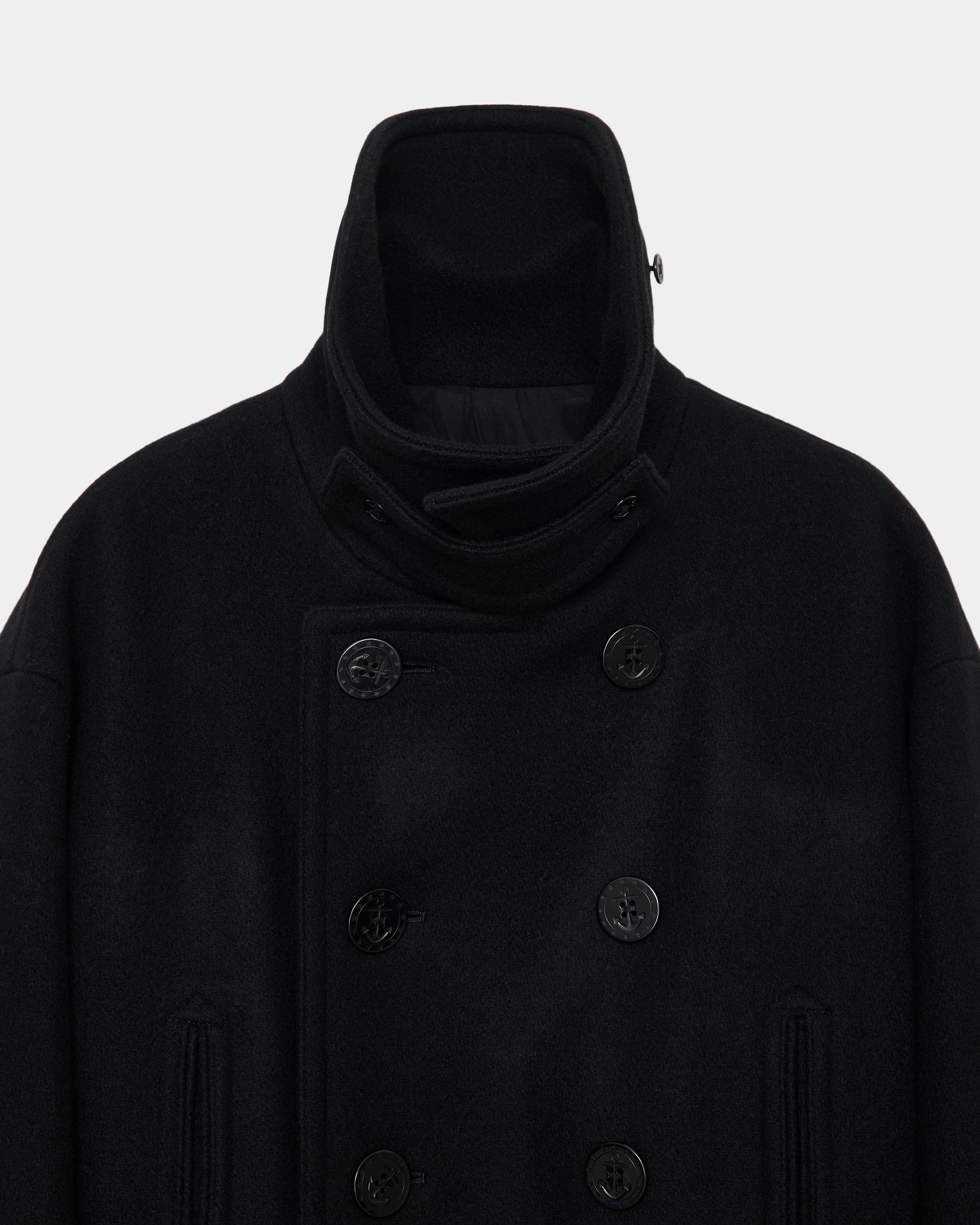 ヴィンテージメルトン / 10ボタンピーコート, Black