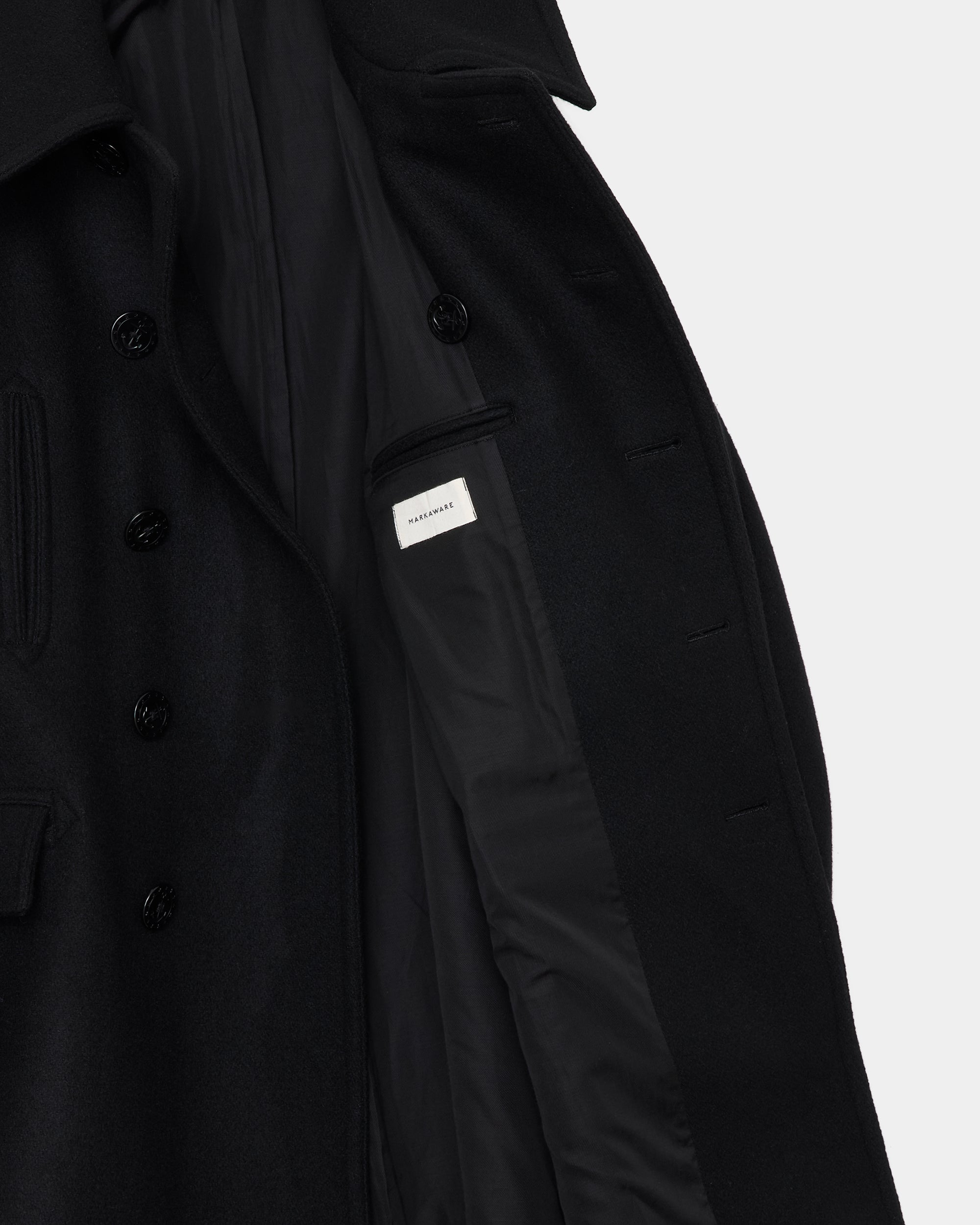 ヴィンテージメルトン / 10ボタンピーコート, Black