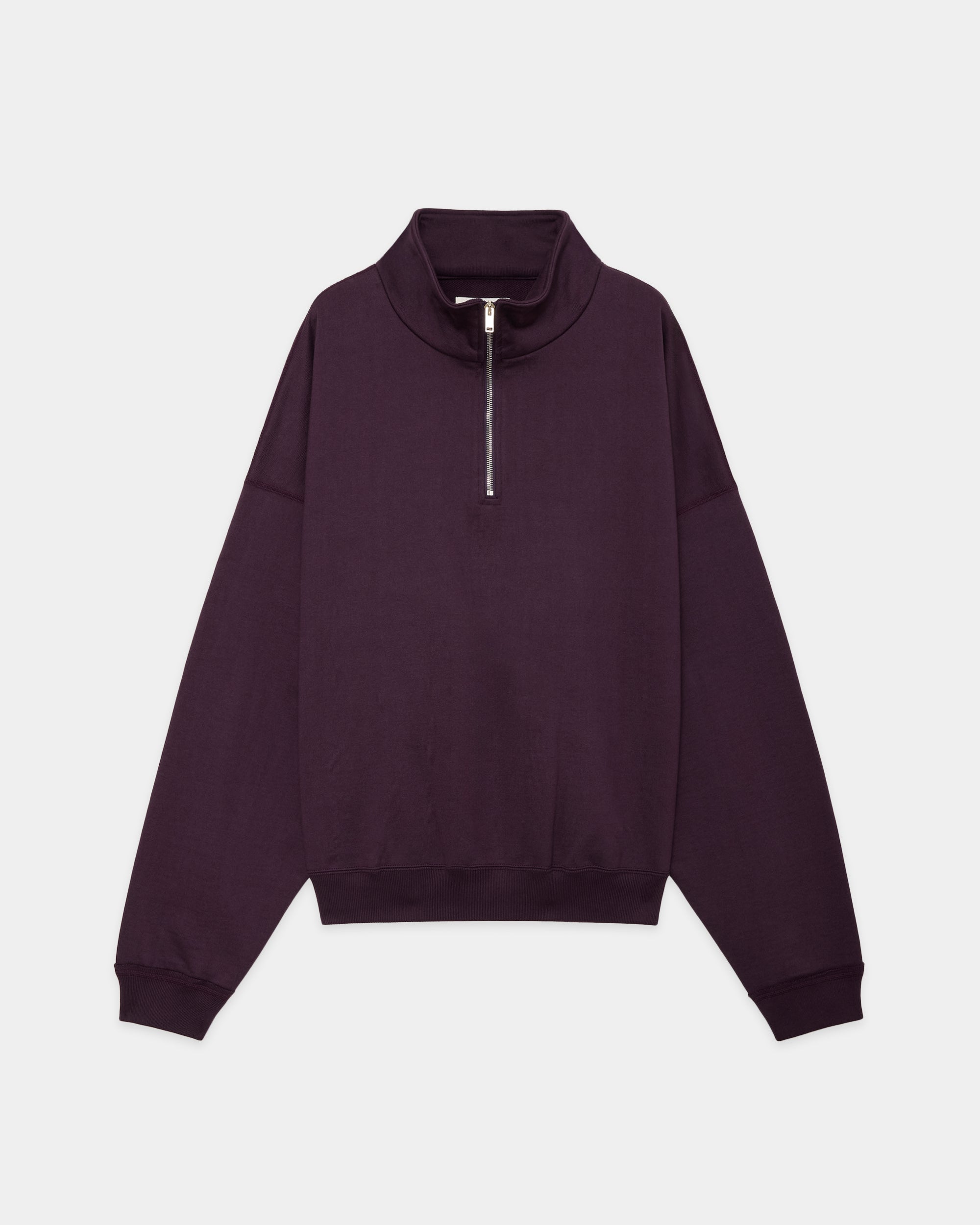 Organic Cotton Heavy Fleece Short Quarter Zip Pull Over, D Purple