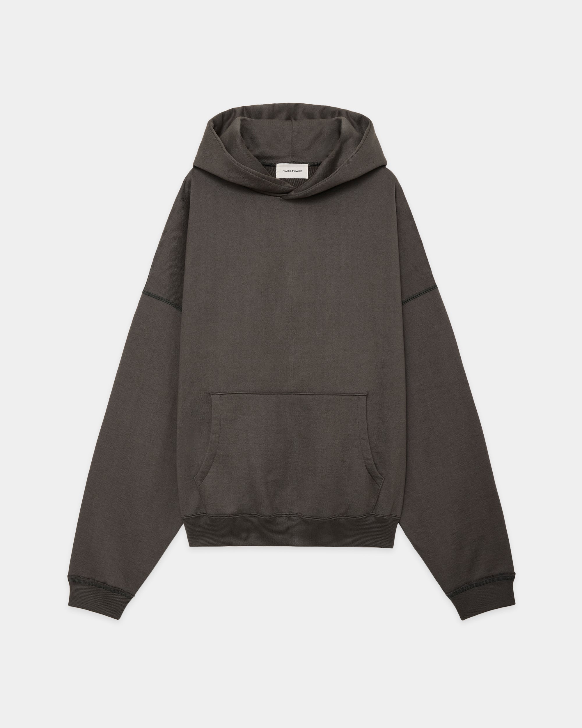 Organic Cotton Heavy Fleece Huge Short Parka, Charcoal