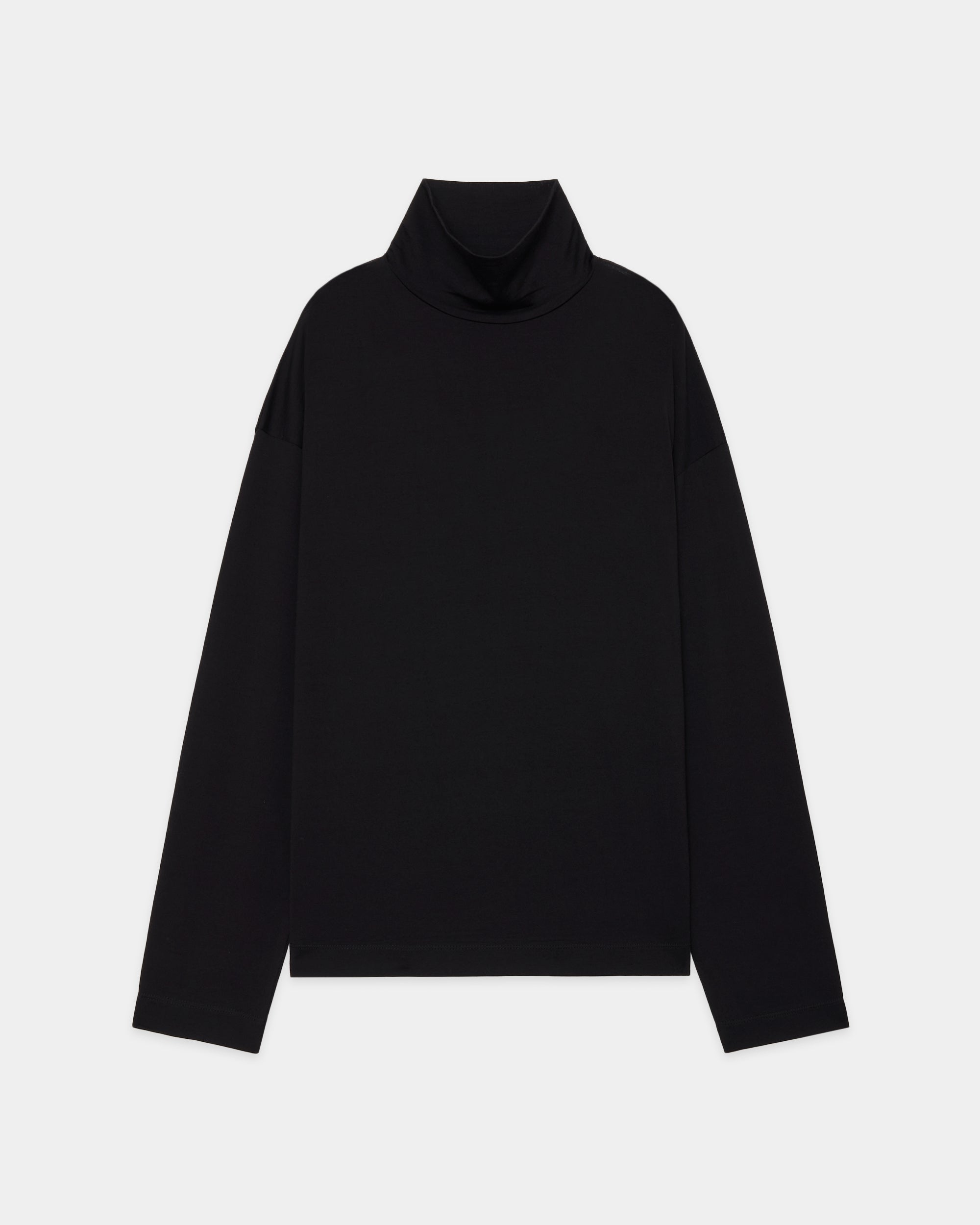 スーパー160'sウール 防縮天竺 / タートルネックL/S Tee, Black