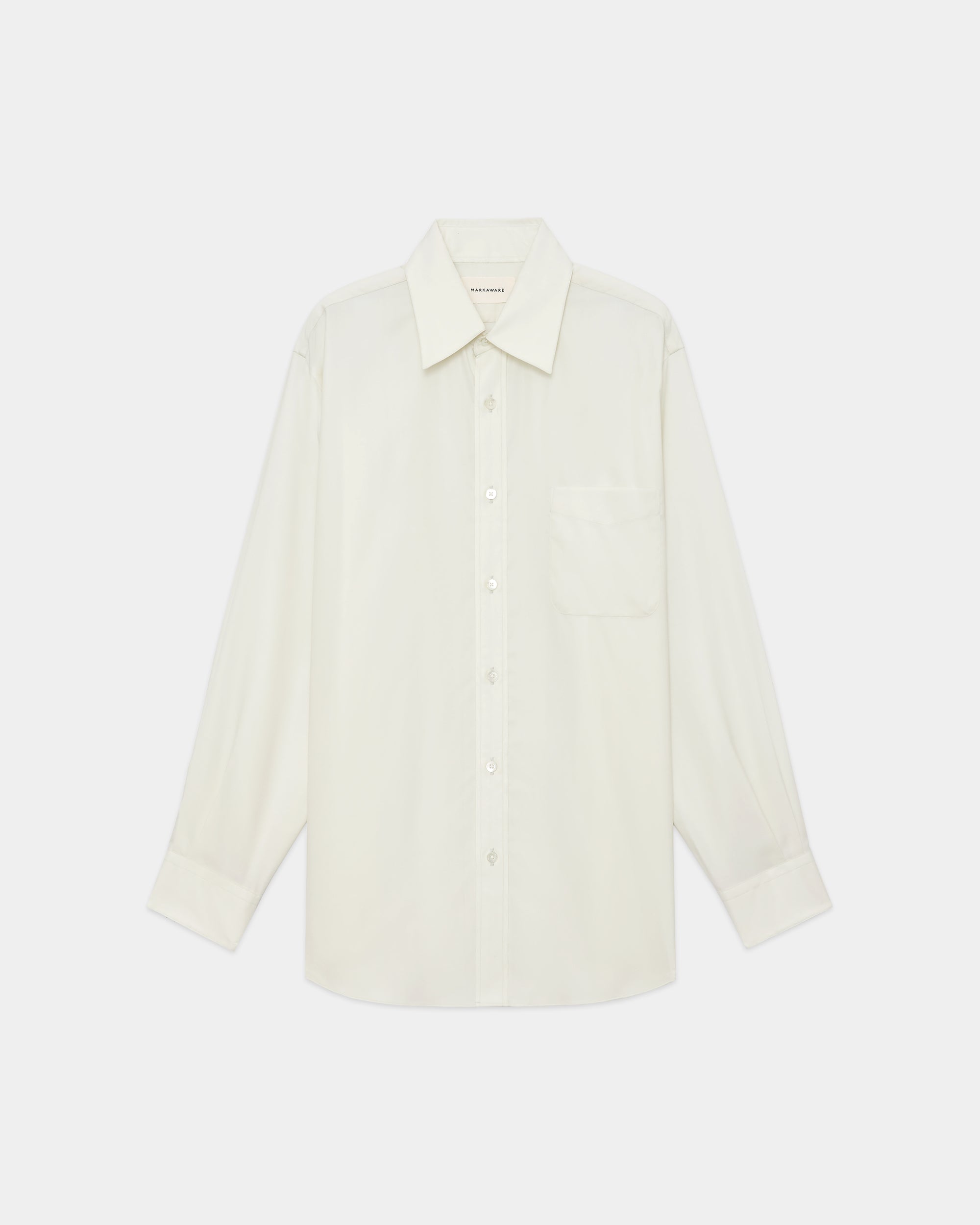 Super 160's Washable  Wool Oxford Parking-Regular Collar Shirt, Pearl Gray