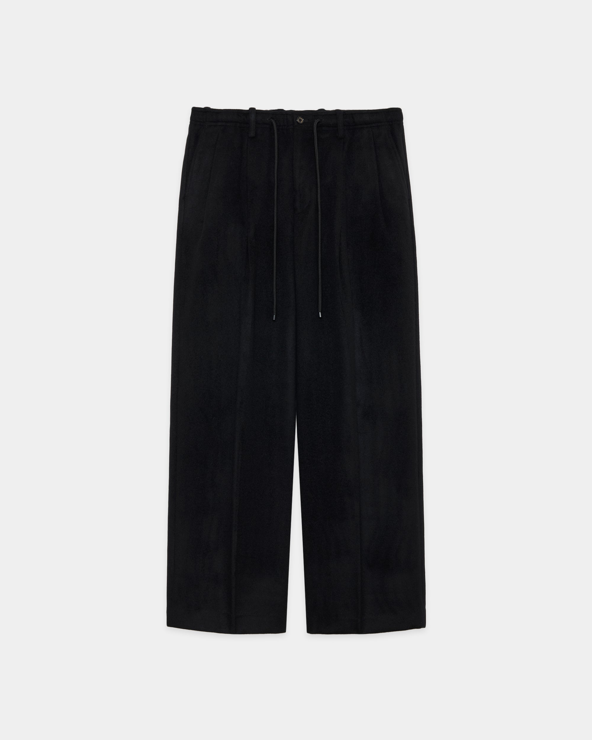 【PARKING別注】 カシミヤフランネル / ダブルプリーテッドイージートラウザーズ, Black