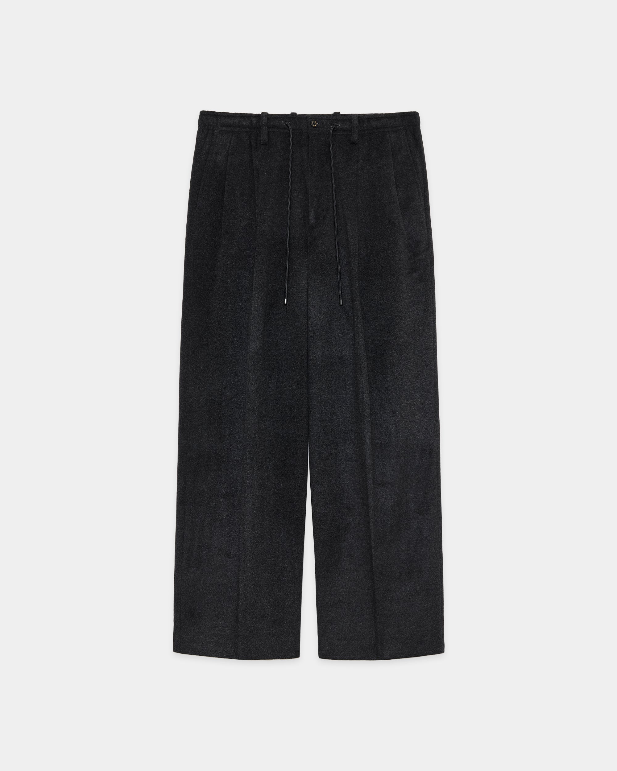 【PARKING別注】 カシミヤフランネル / ダブルプリーテッドイージートラウザーズ, Charcoal