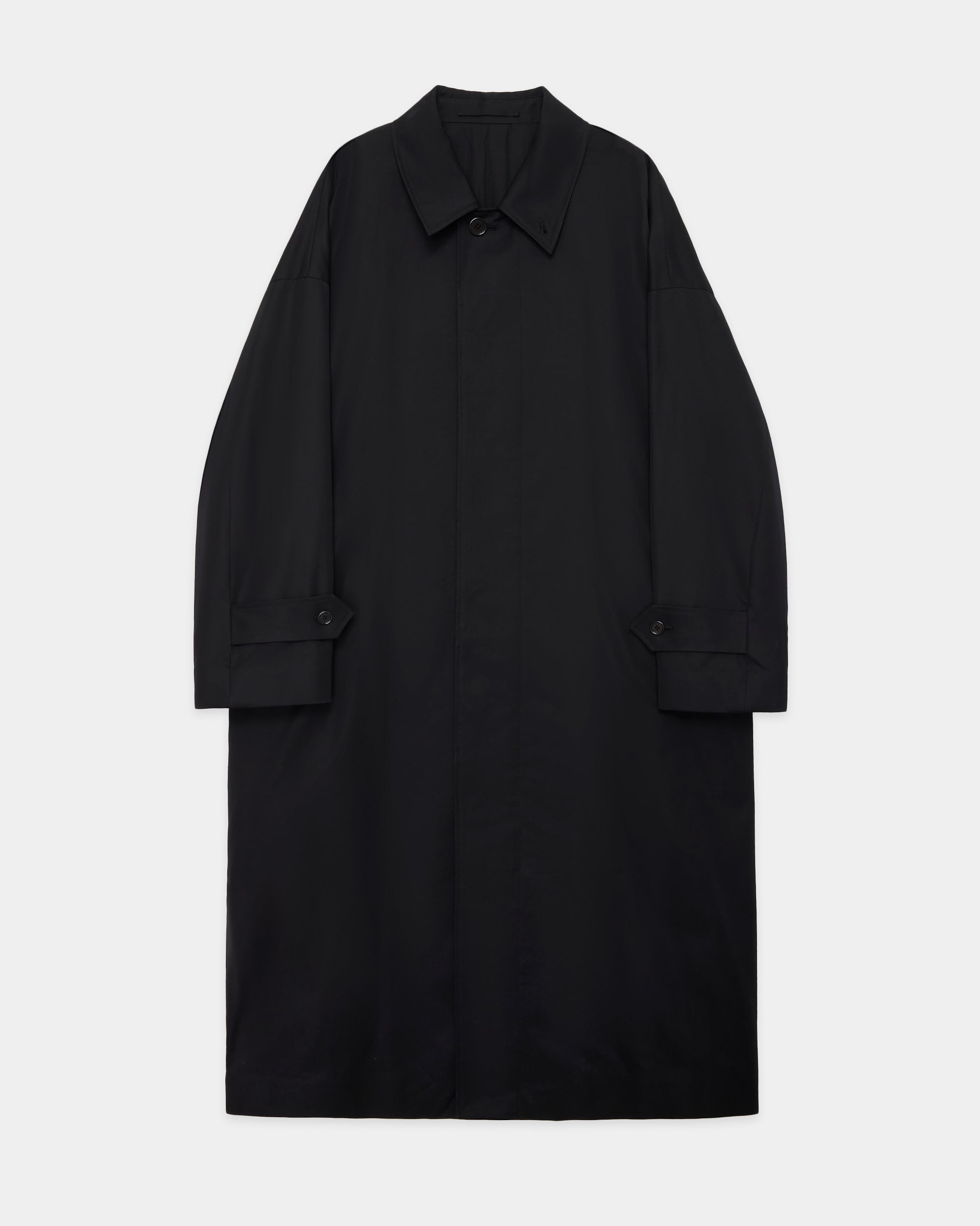 オーガニックGIZAギャバジン / ヒュージシングルトレンチコート, Black