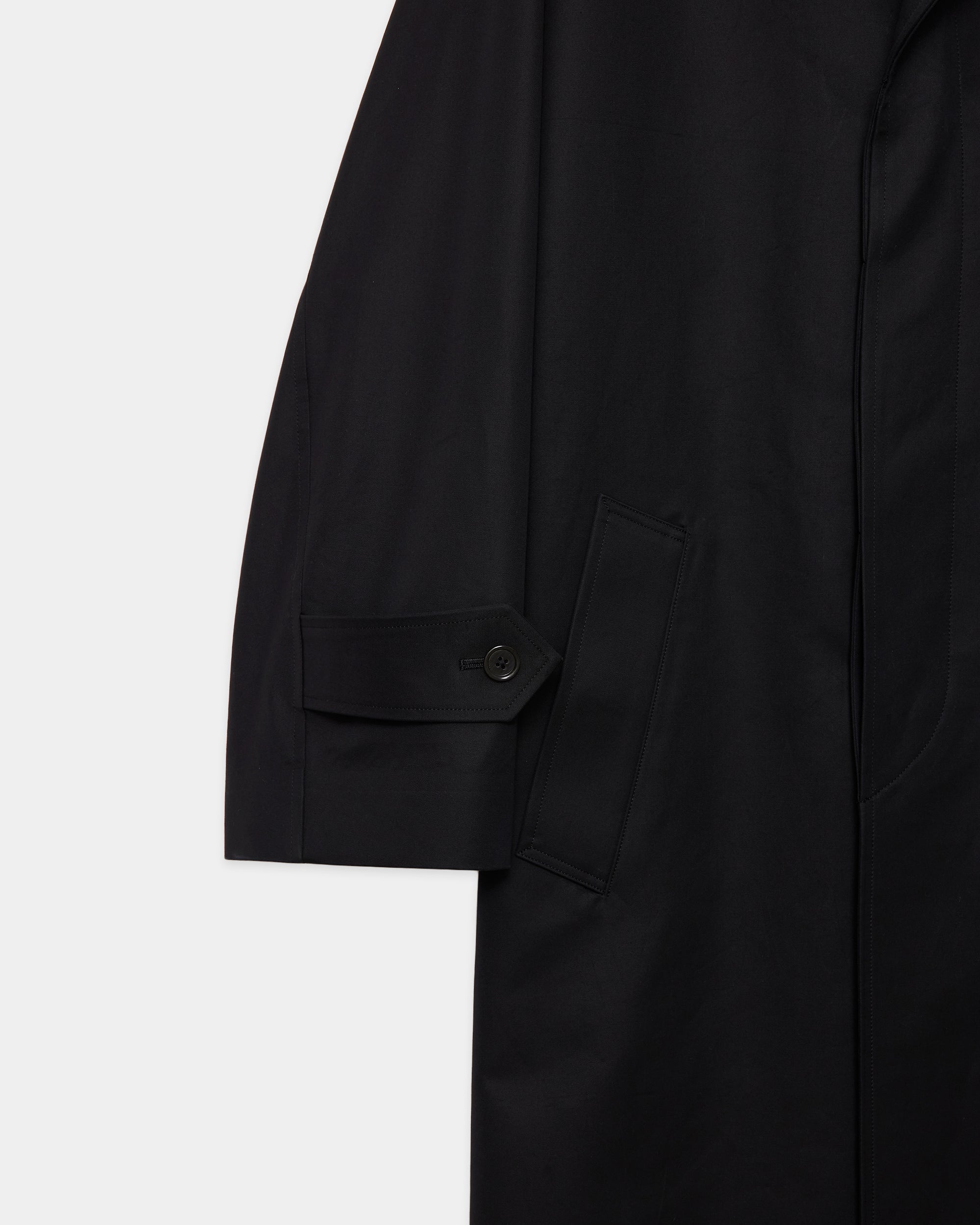 オーガニックGIZAギャバジン / フライフロントトレンチコート, Black
