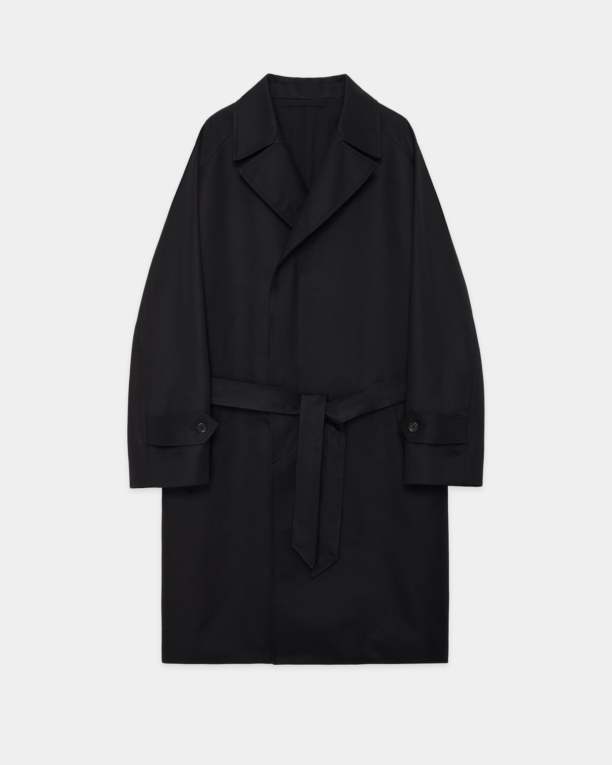 オーガニックGIZAギャバジン / フライフロントトレンチコート, Black