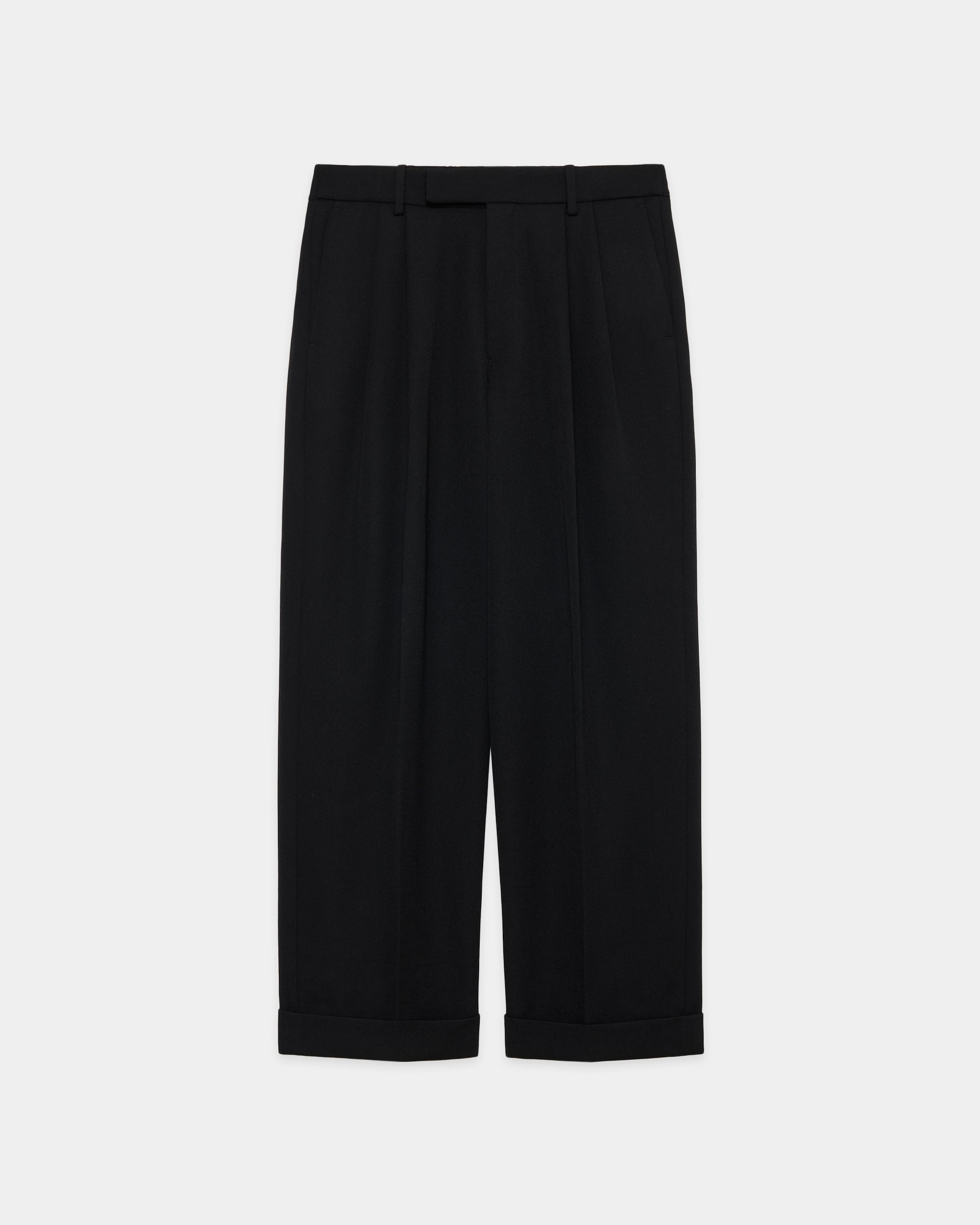 ポルワース 3/2 ハードツイル / ダブルプリーテッドセミイージートラウザーズ, Black