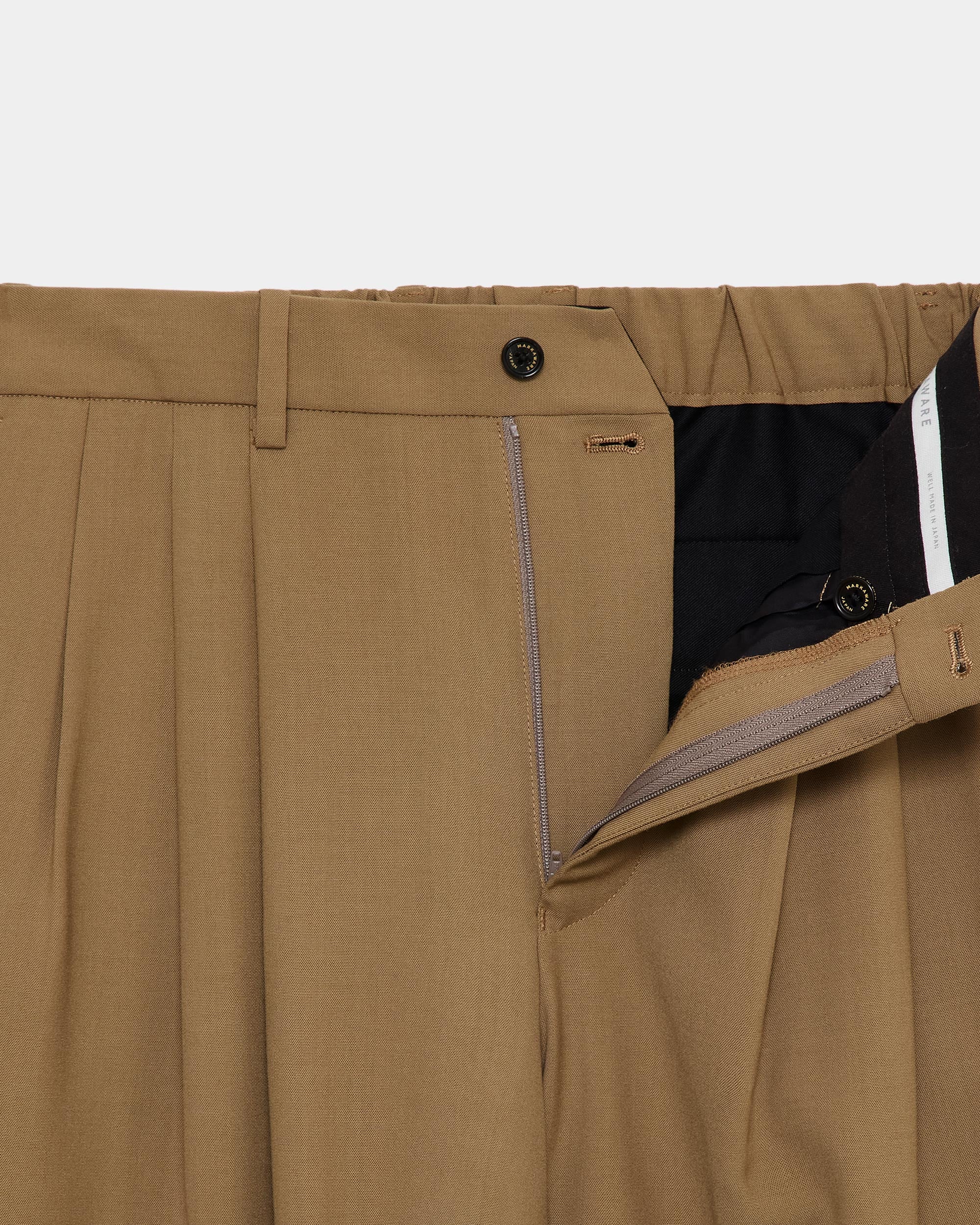 3/72 アルゼンチンウール トロピカル・サバイバル・クロス / トリプルプリーテッド ワイドトラウザーズ, Beige