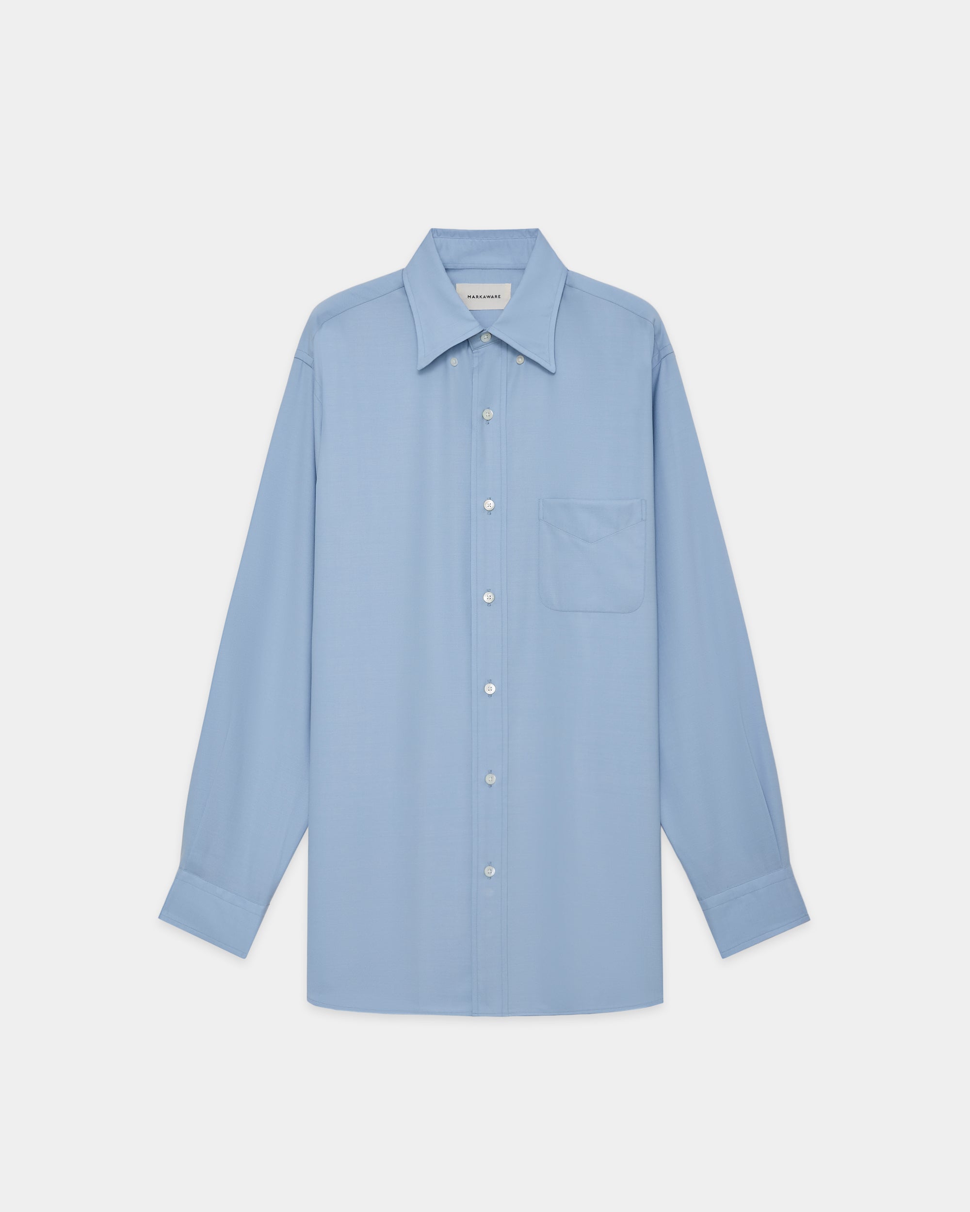 スーパー160s防縮ウールオックスフォード / レギュラーフィットポロカラーシャツ, Saxe