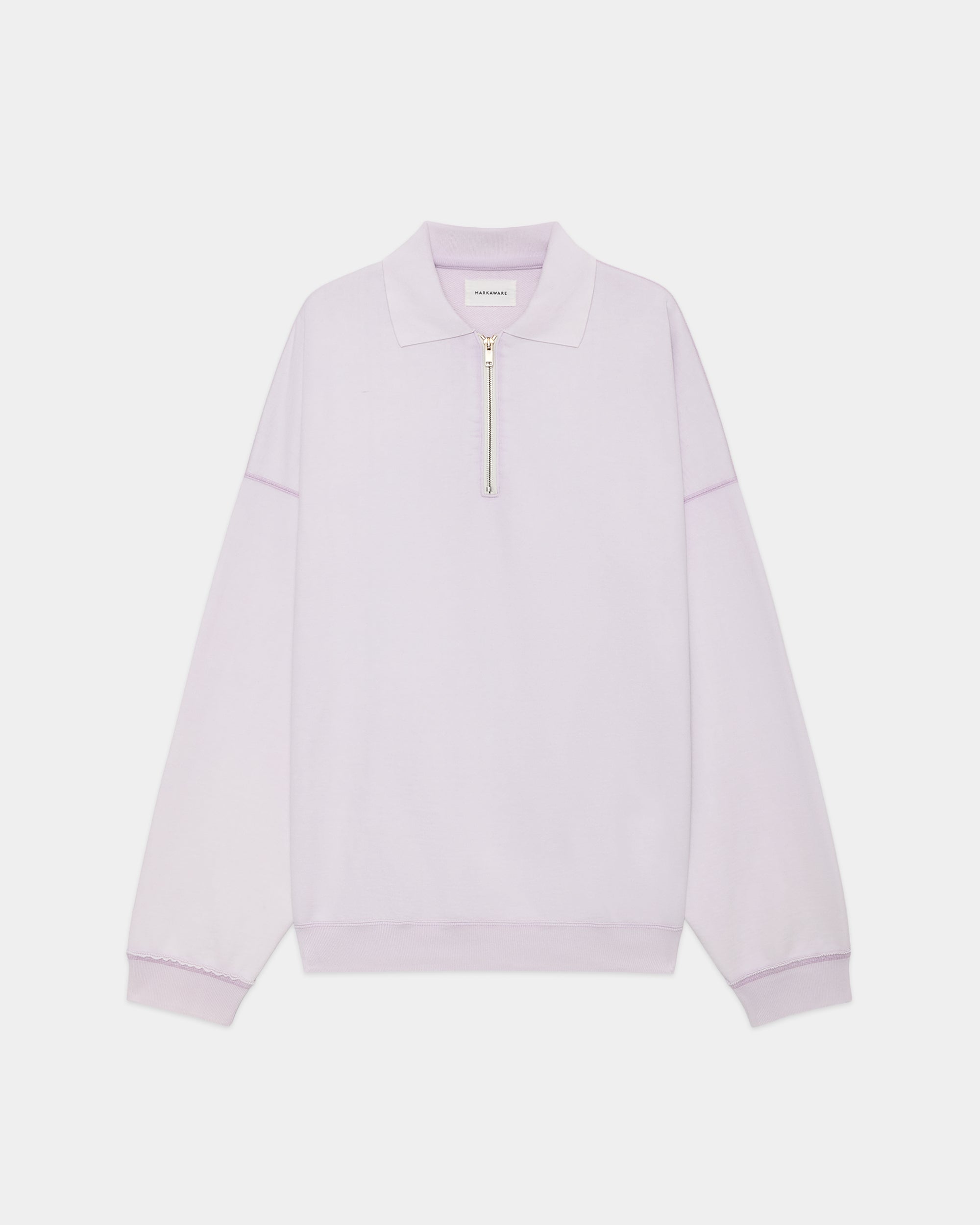 オーガニックコットンヘビー吊裏毛 / ハーフジップポロヒュージスウェット, Lavender
