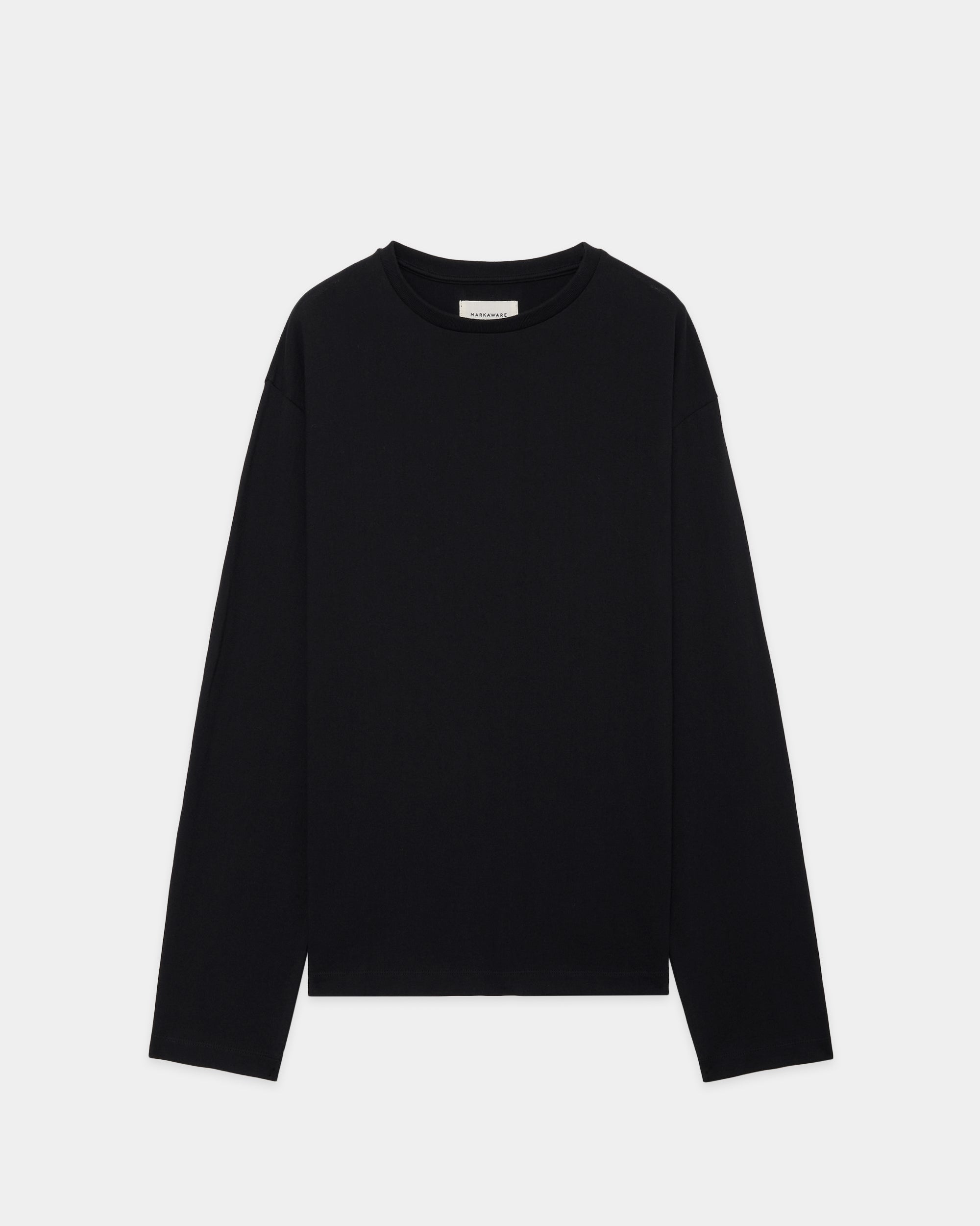 コットン×シルク×カシミヤ吊り天竺 / リラックスフィットTee L/S, Black