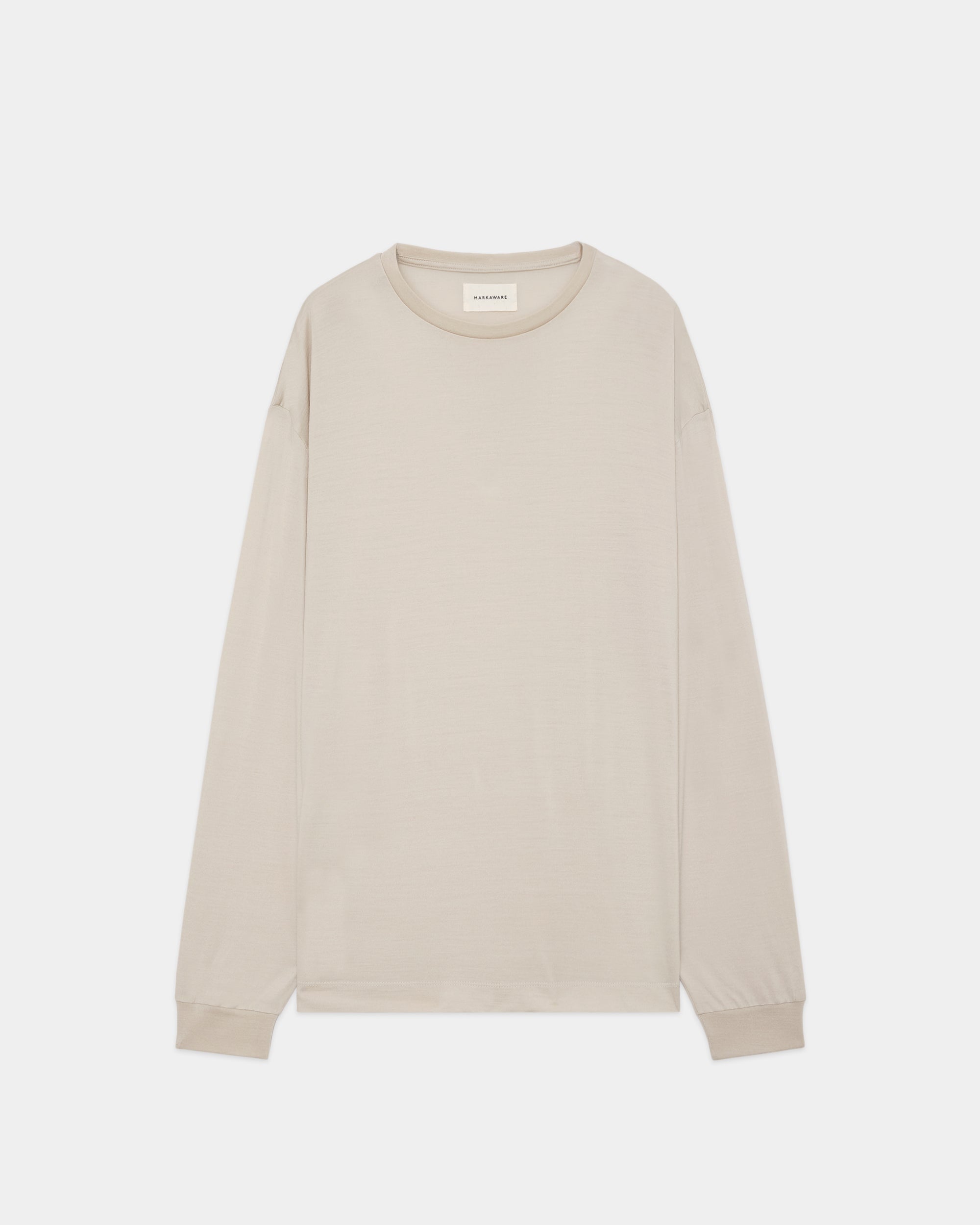スーパー160sウール防縮天竺 / ロングスリーブTシャツ, Greige