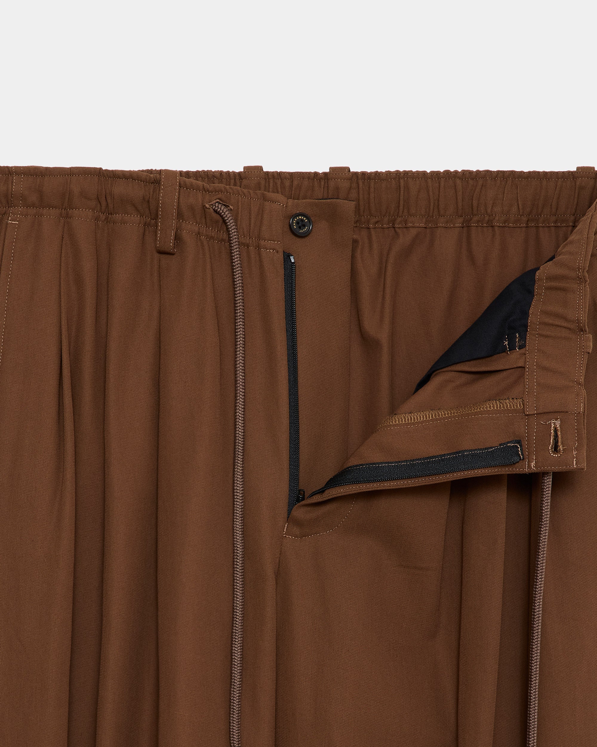 60/2オーガニック強燃ボイル3/2ツイル / トリプルプリーテッドイージートラウザーズ, Burnt Umber