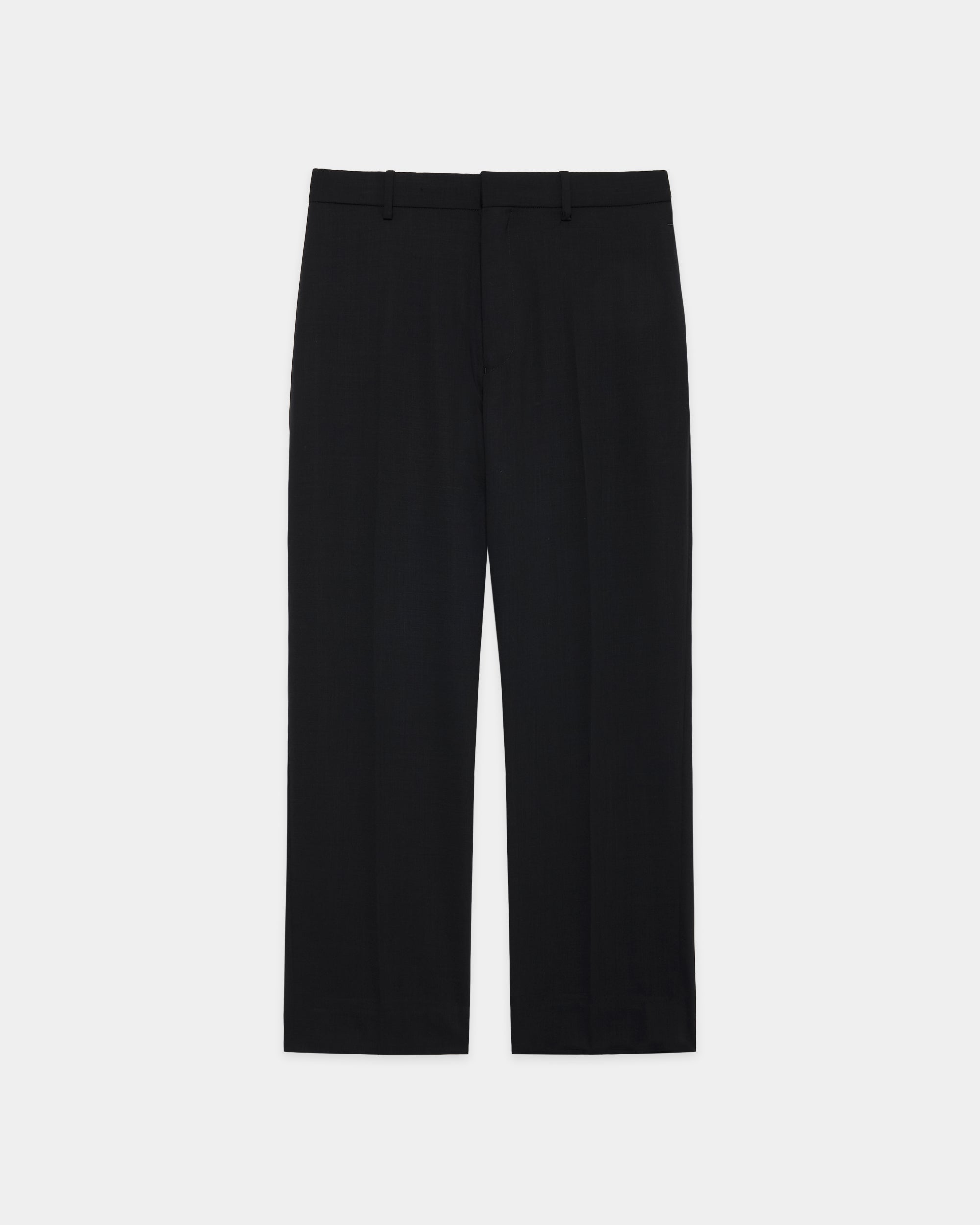 オーガニックウールライトサージ / フラットテーパードトラウザーズ, Black