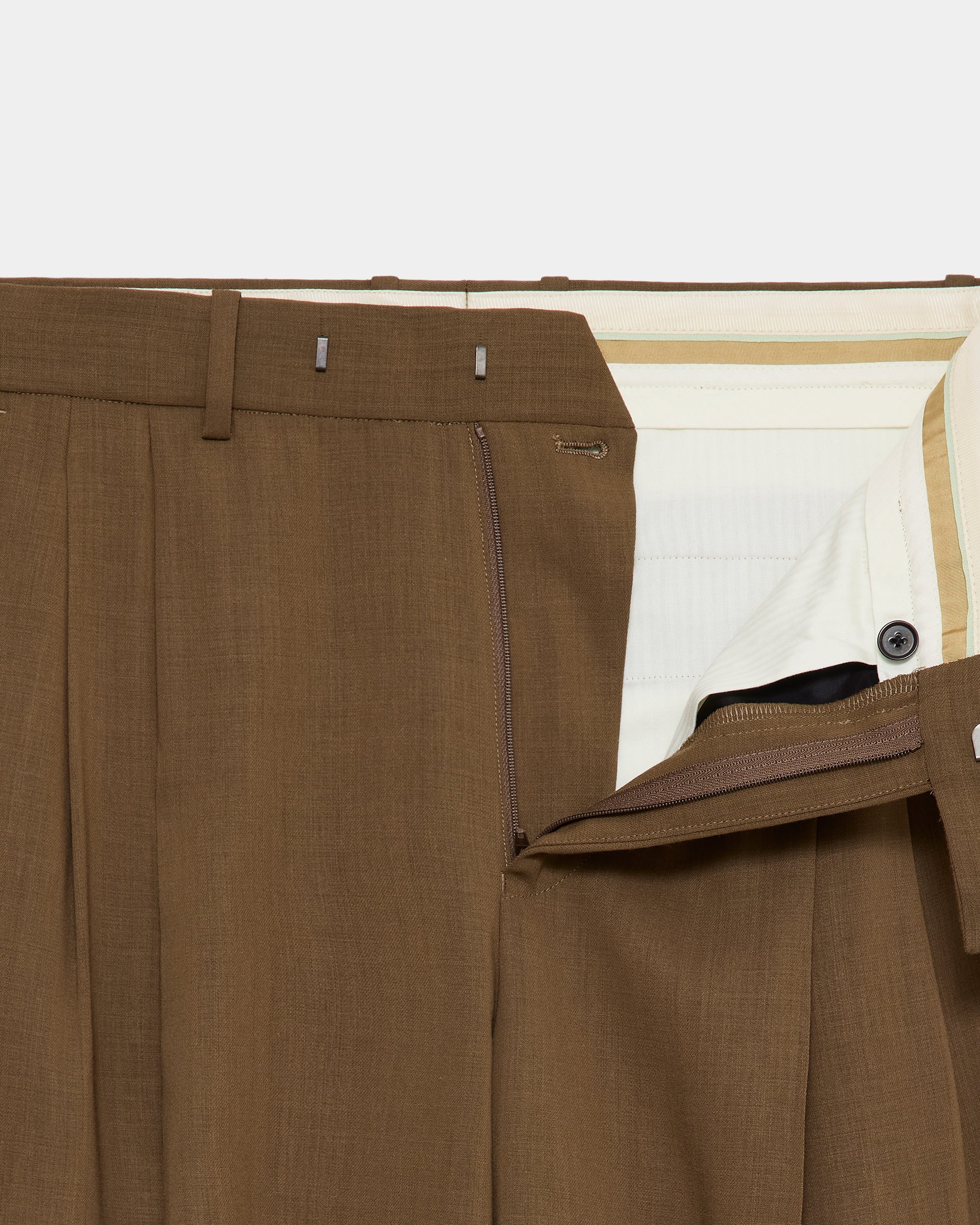 オーガニックウールライトサージ / ダブルプリーテッドトラウザーズ, Greige