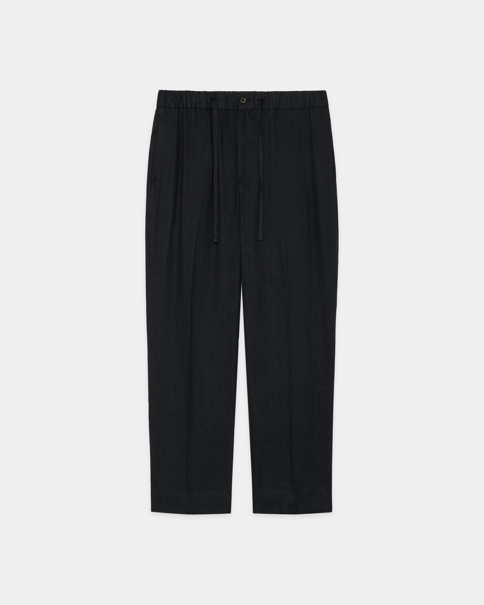 ヘンプ細布 / フラットテーパードイージートラウザーズ, Black