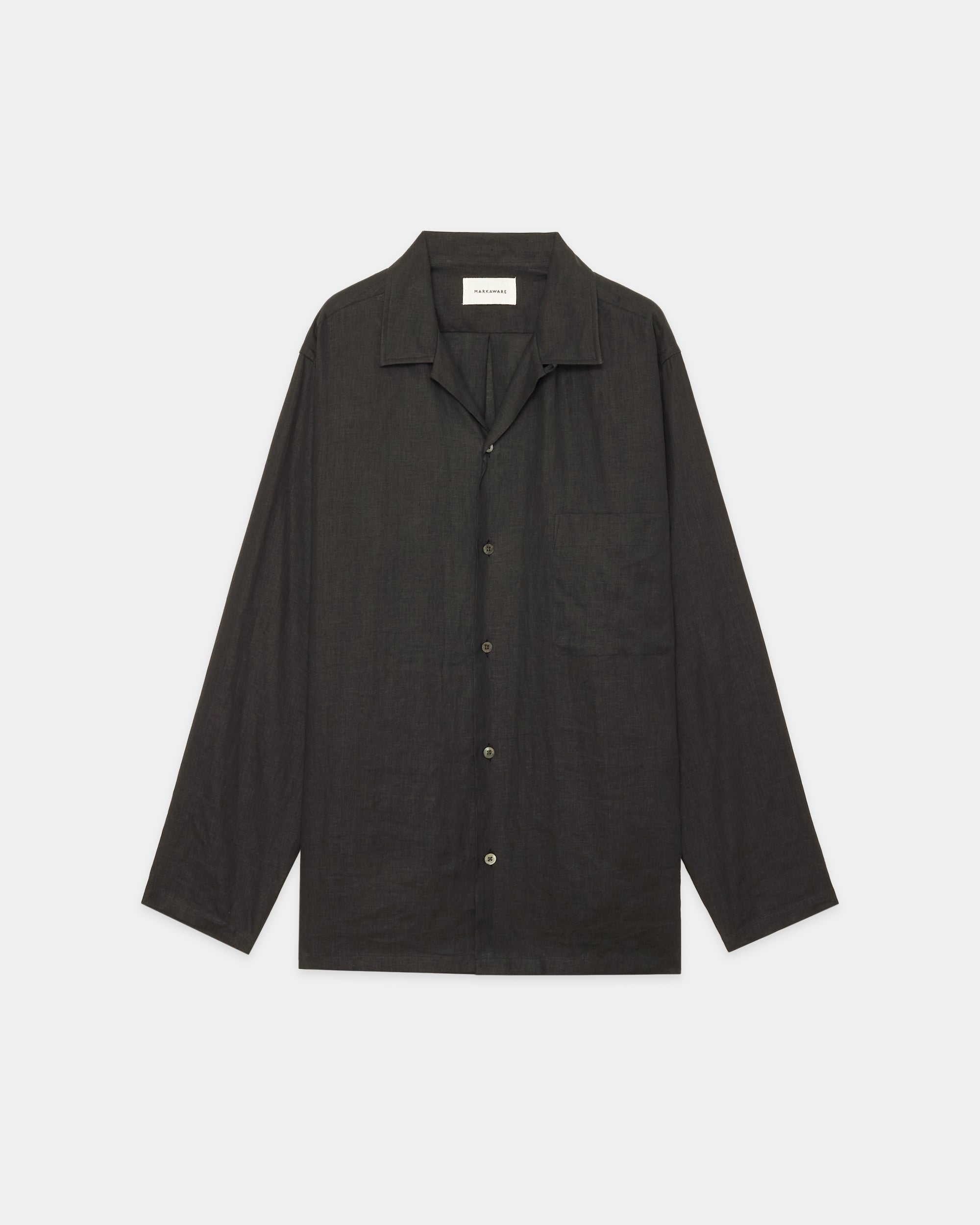 ヘンプ細布 / コンフォートフィットオープンカラーシャツ, Charcoal