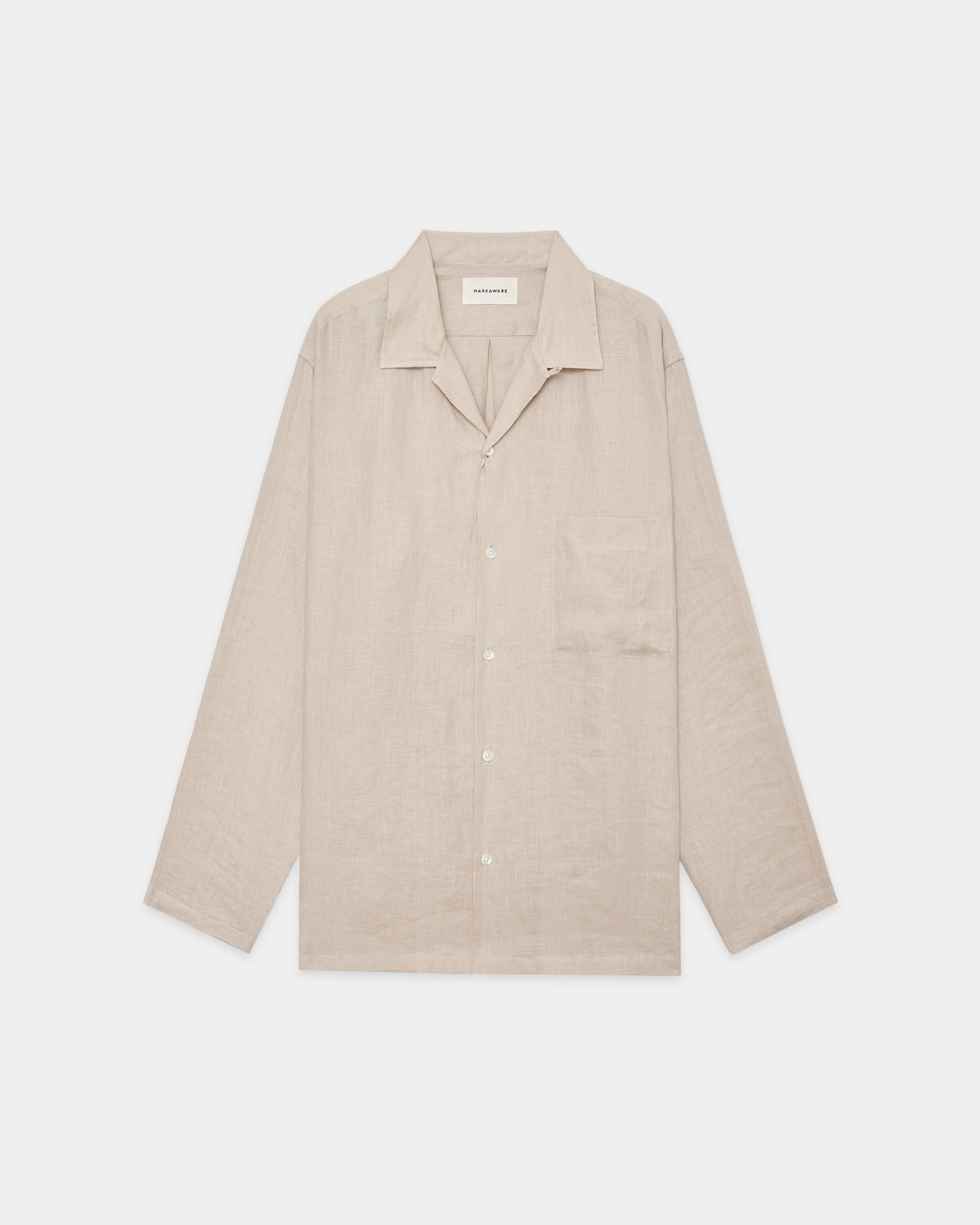 ヘンプ細布 / コンフォートフィットオープンカラーシャツ, Taupe