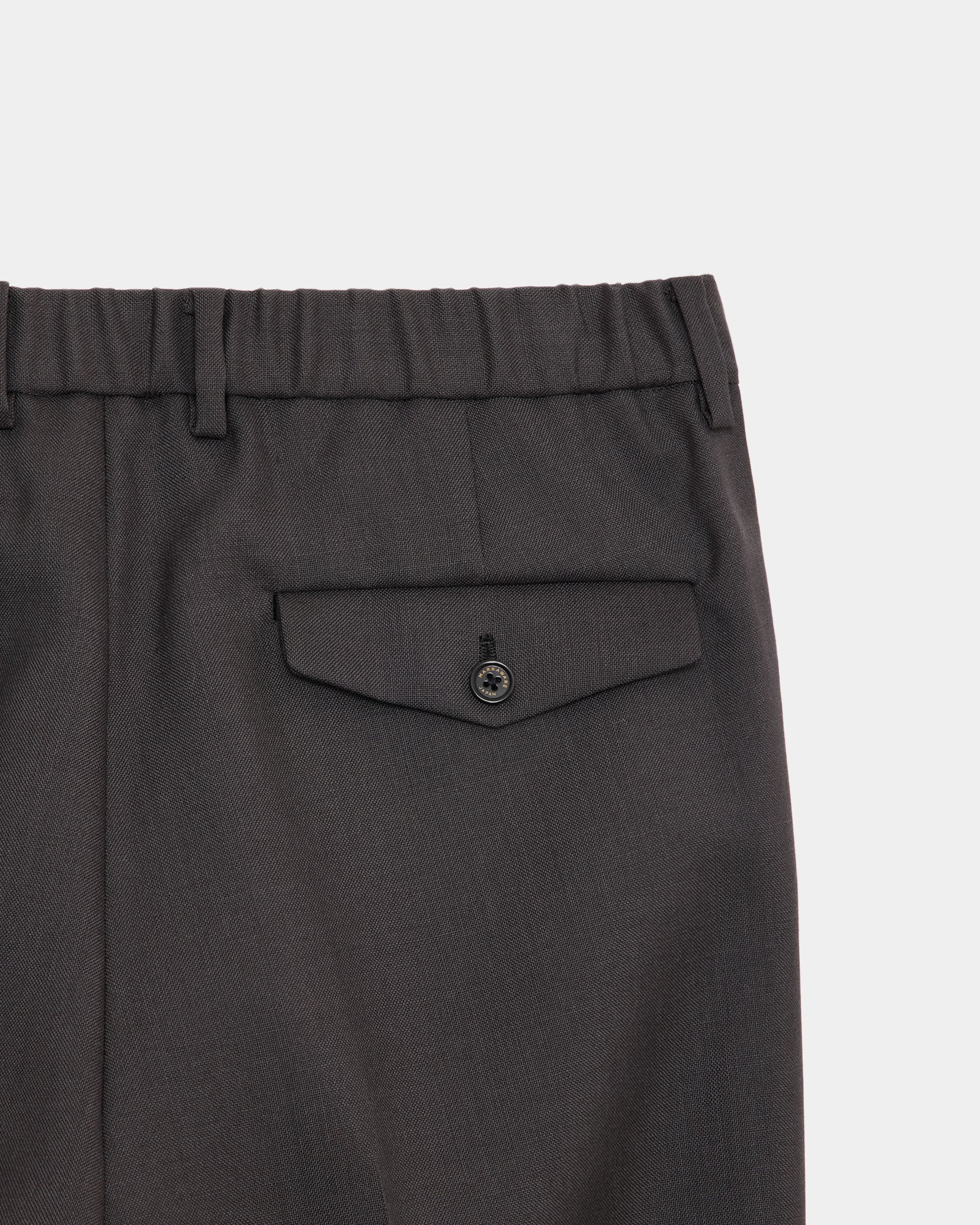 Heavy Organic Wool Tropical Double Pleated Classic Wide Trousers, Charcoal