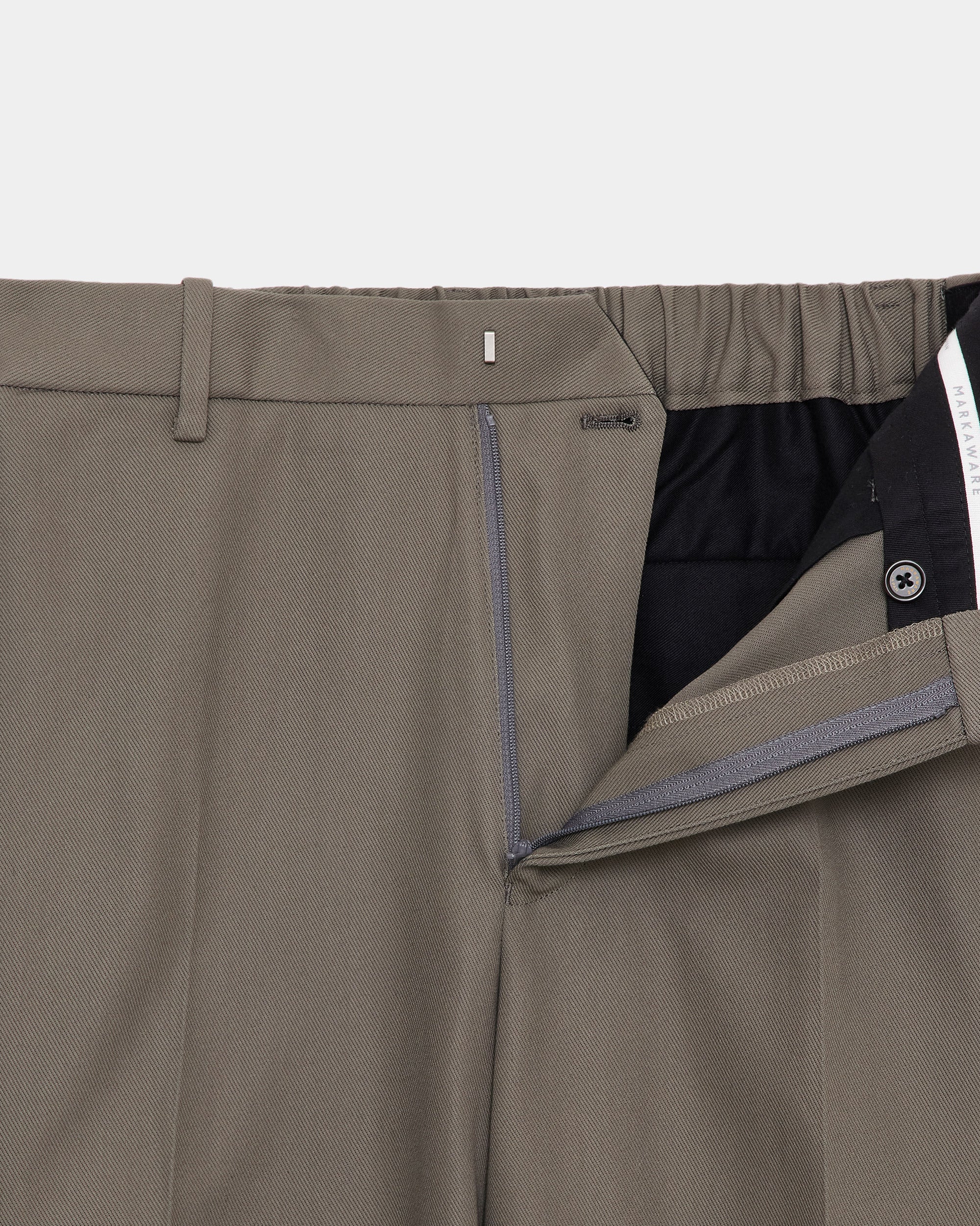 Organic Cotton Survival Cloth Flat Tapered Trousers, Gray