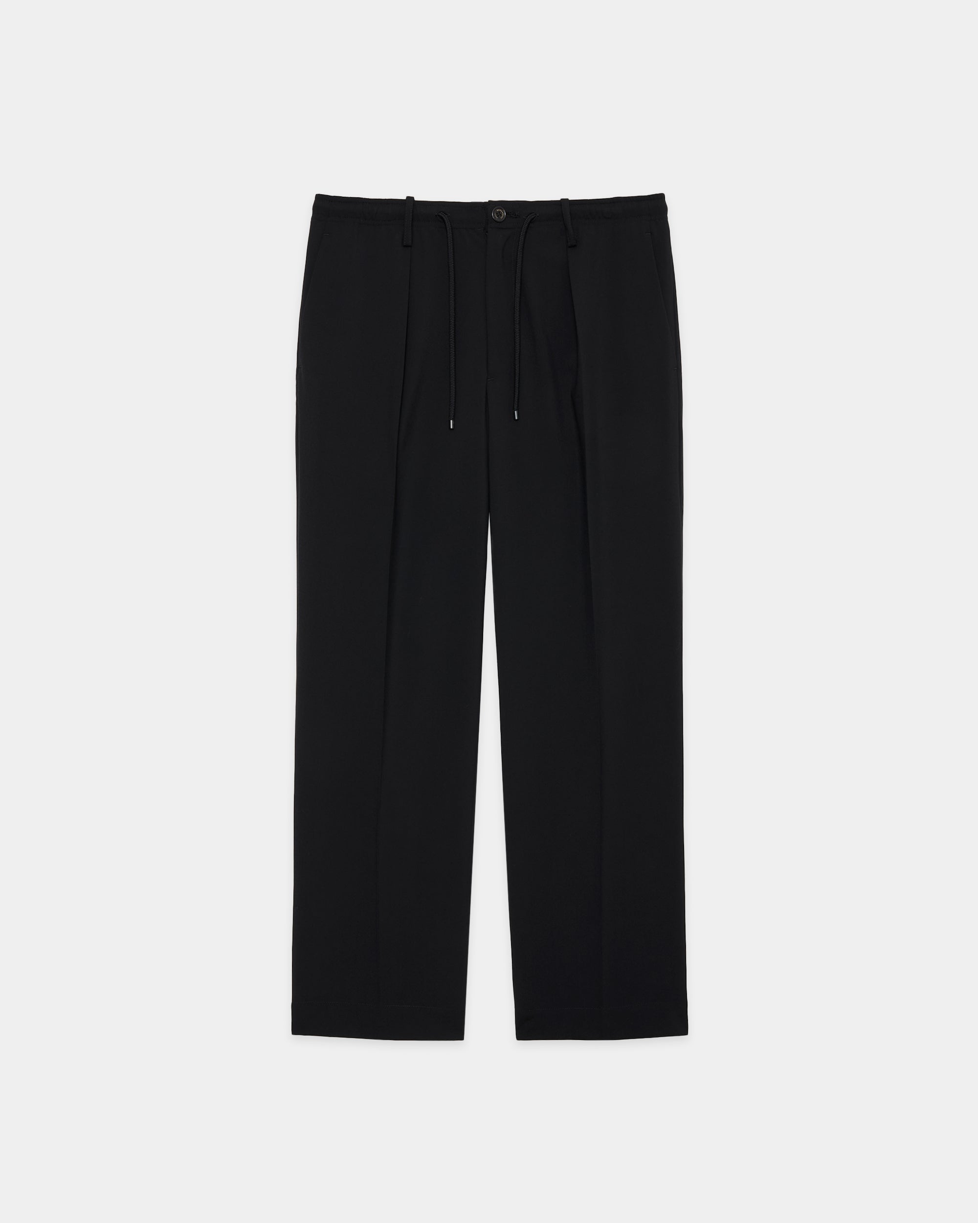 オーガニックウール2/80トロピカル / ワンタックテーパードイージーパンツ, Black