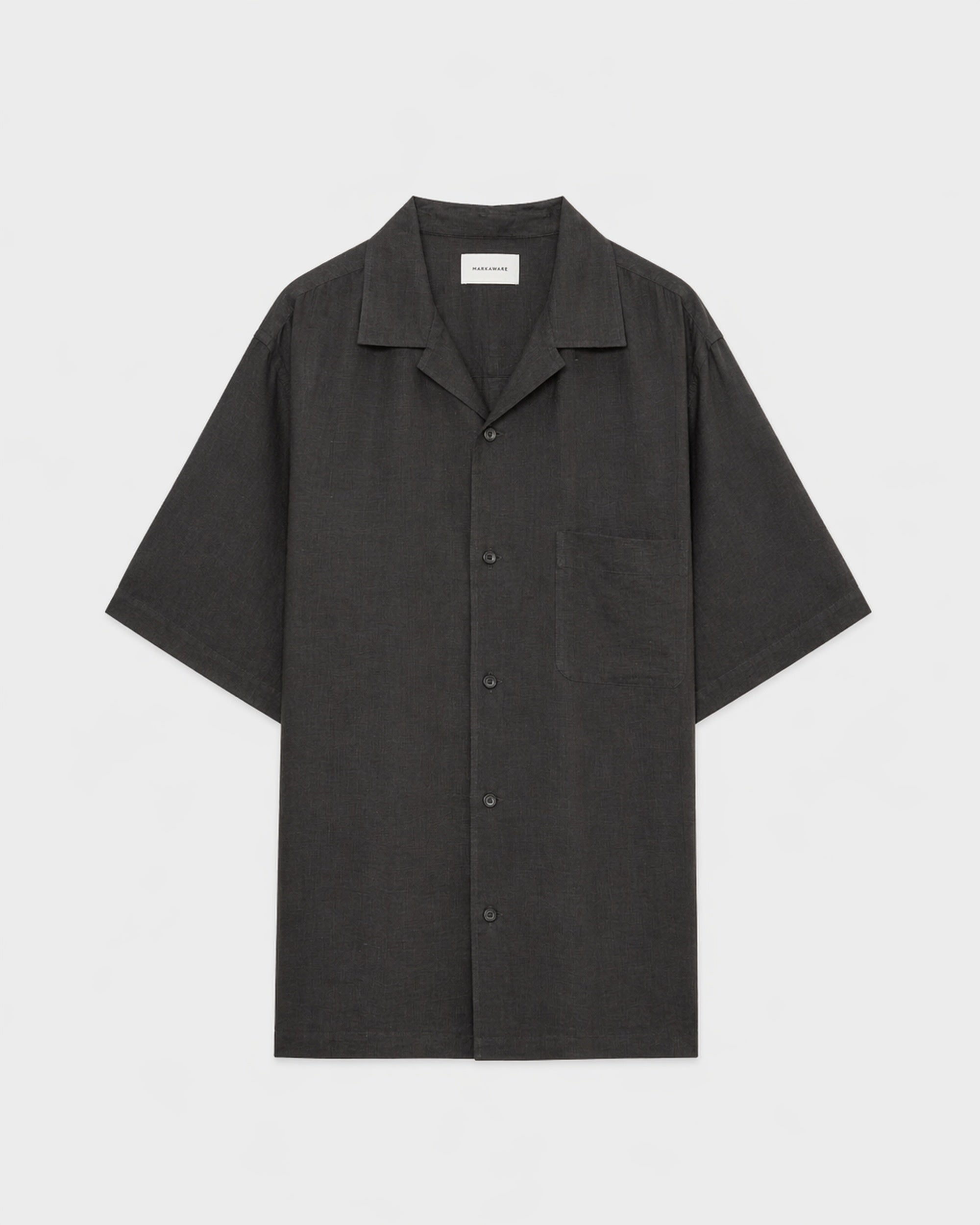【PARKING別注】ヘンプ細布 / ニューオープンカラーS/Sシャツ, Charcoal