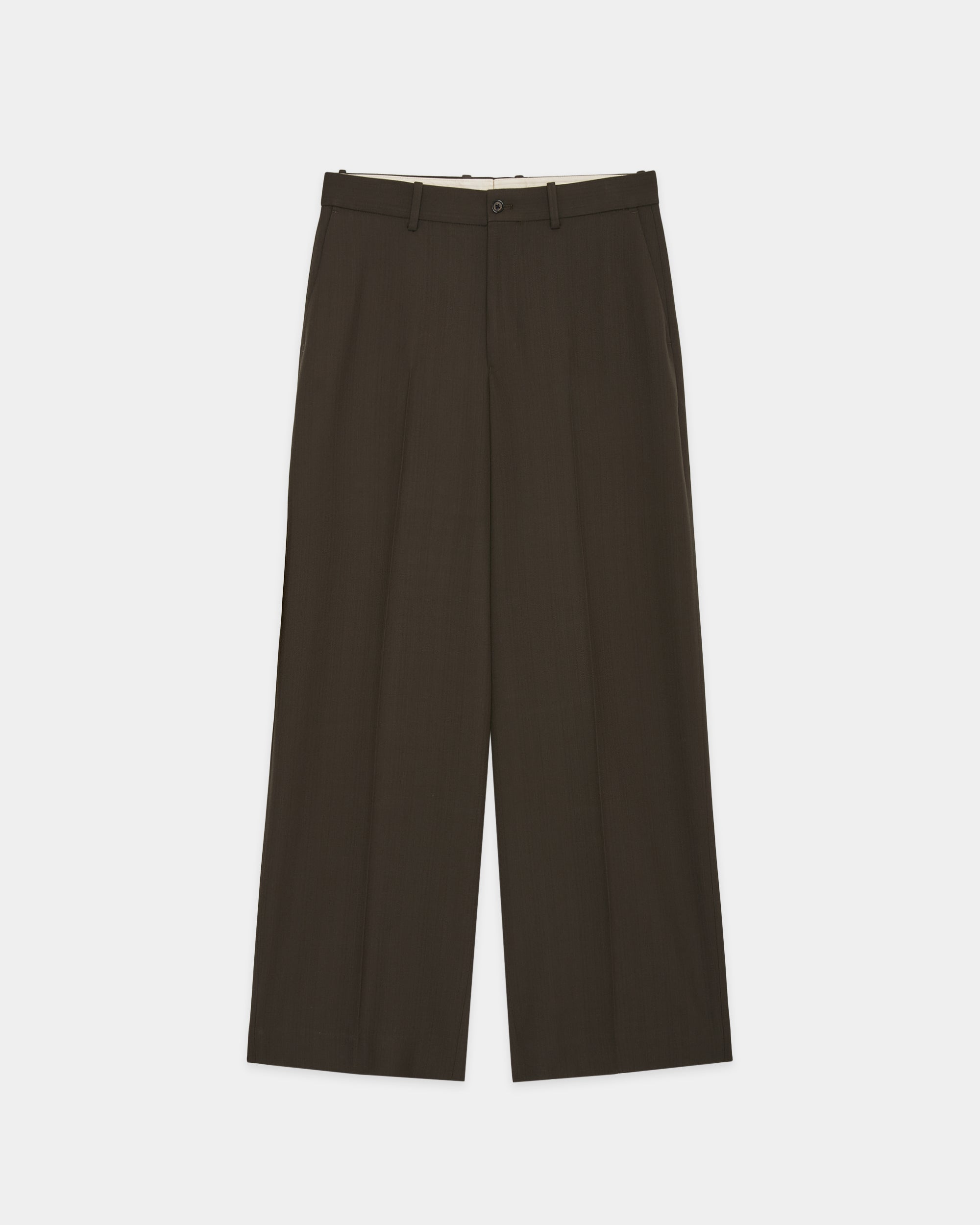 3/60 オーガニックウールサバイバルクロス® / フラットフロントワイドトラウザーズ, Dark Sage