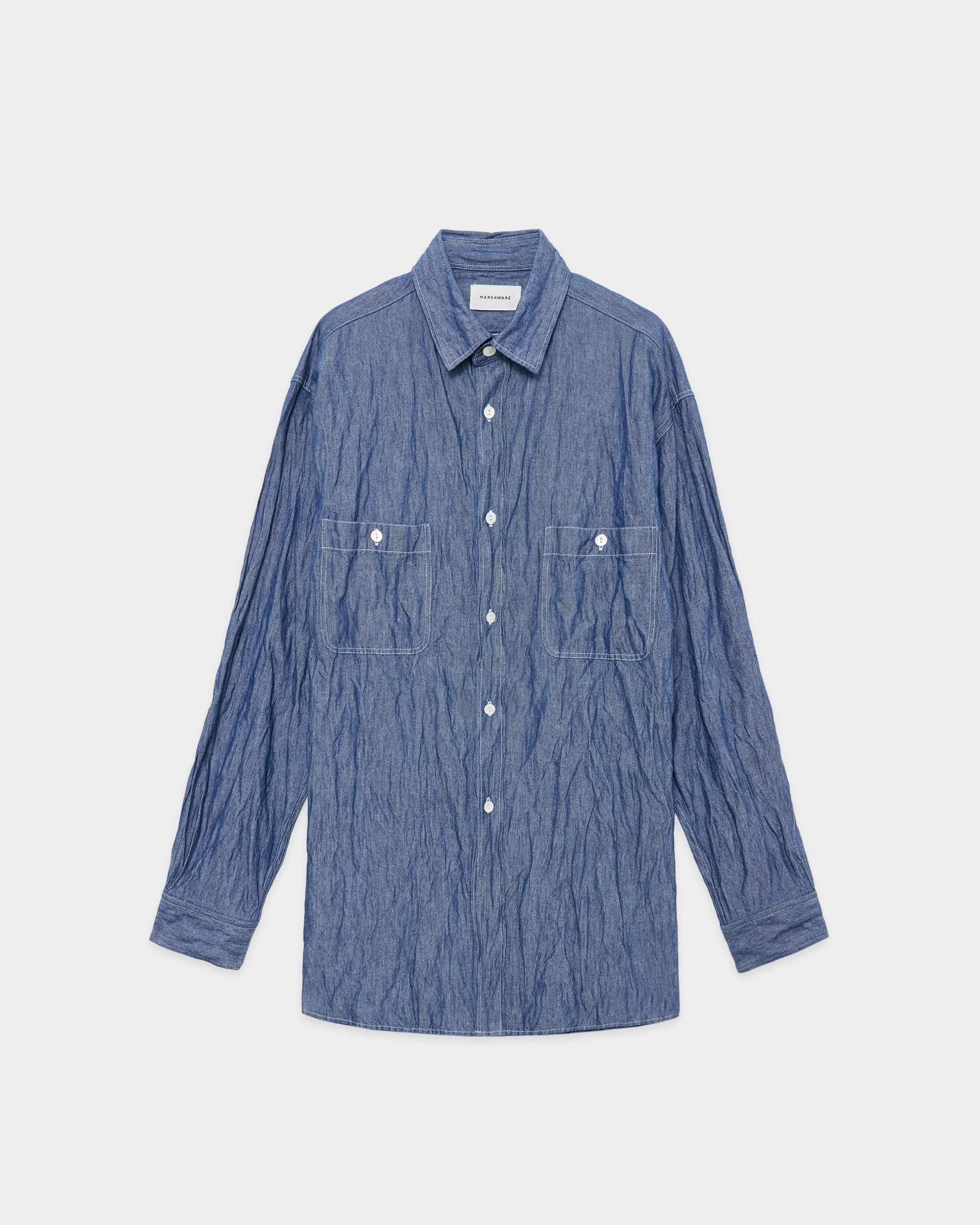 Cotton Stainless Steel Chambray / L/S Two Pocket Work Shirt, Indigo